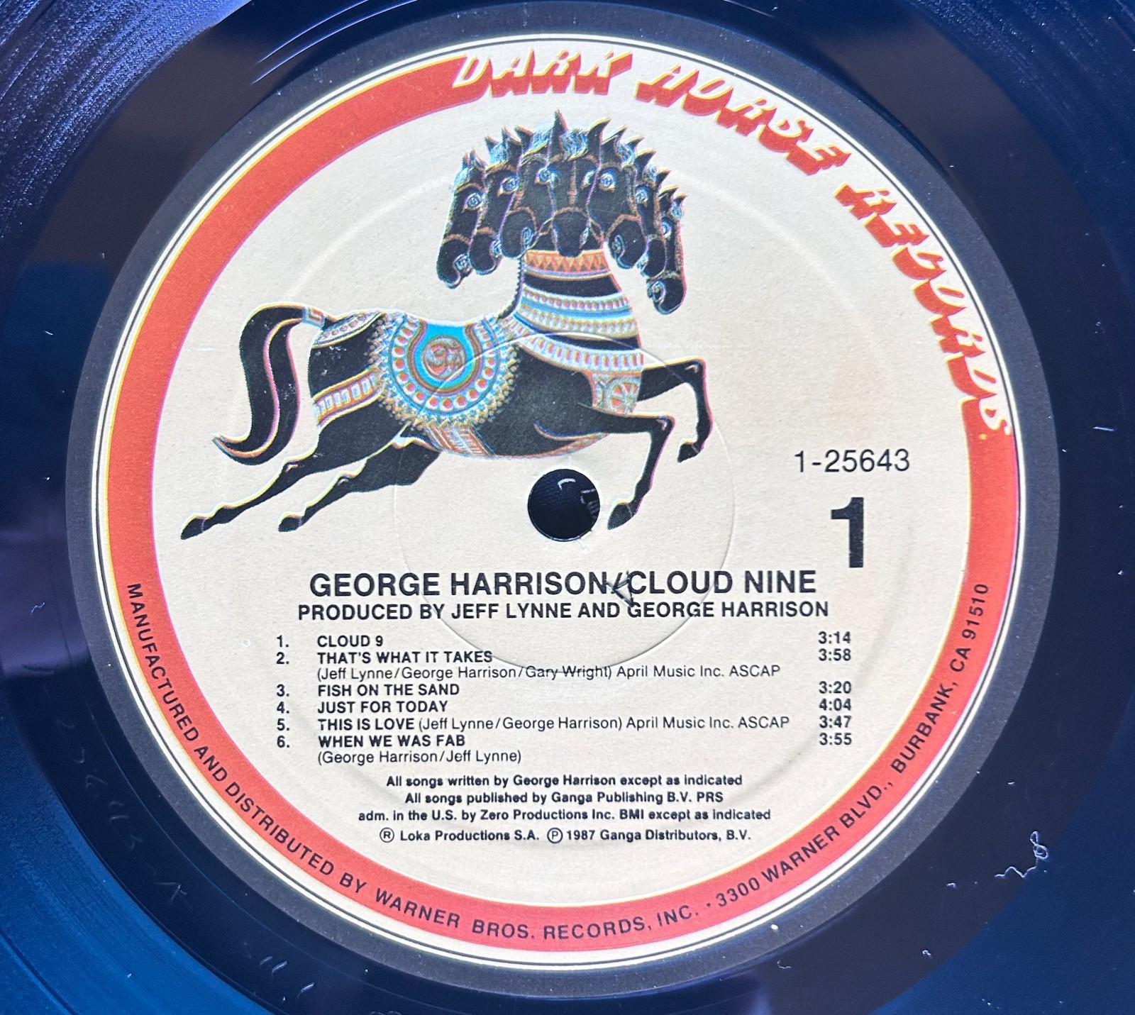 CLOUD NINE George Harrison 1987 LP Dark Horse Records 1-25643 1st Press VG+/EX