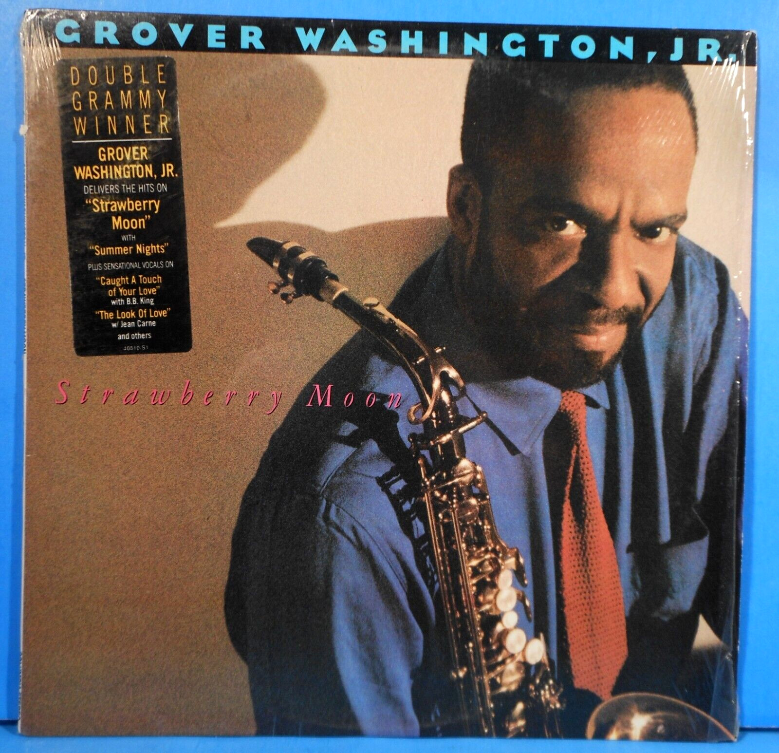 GROVER WASHINGTON STRAWBERRY MOON LP 1987 SHRINK GREAT CONDITION! NM/VG++!!B