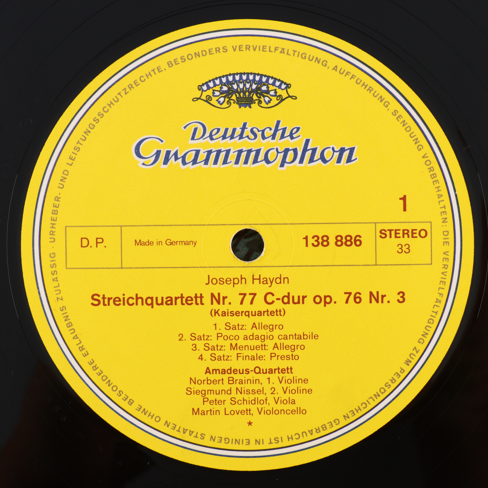 Amadeus-Quartett – Kaiserquartett / Jagdquartett – HAYDN/MOZART LP 138 886 Tulip