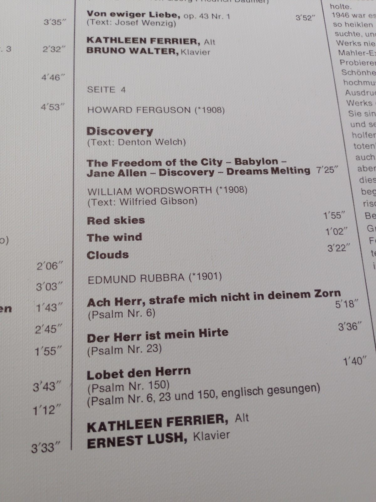 Kathleen Ferrier Bruno Walter Edinburgh Festival 1949 VG+ DBL Vinyl LP