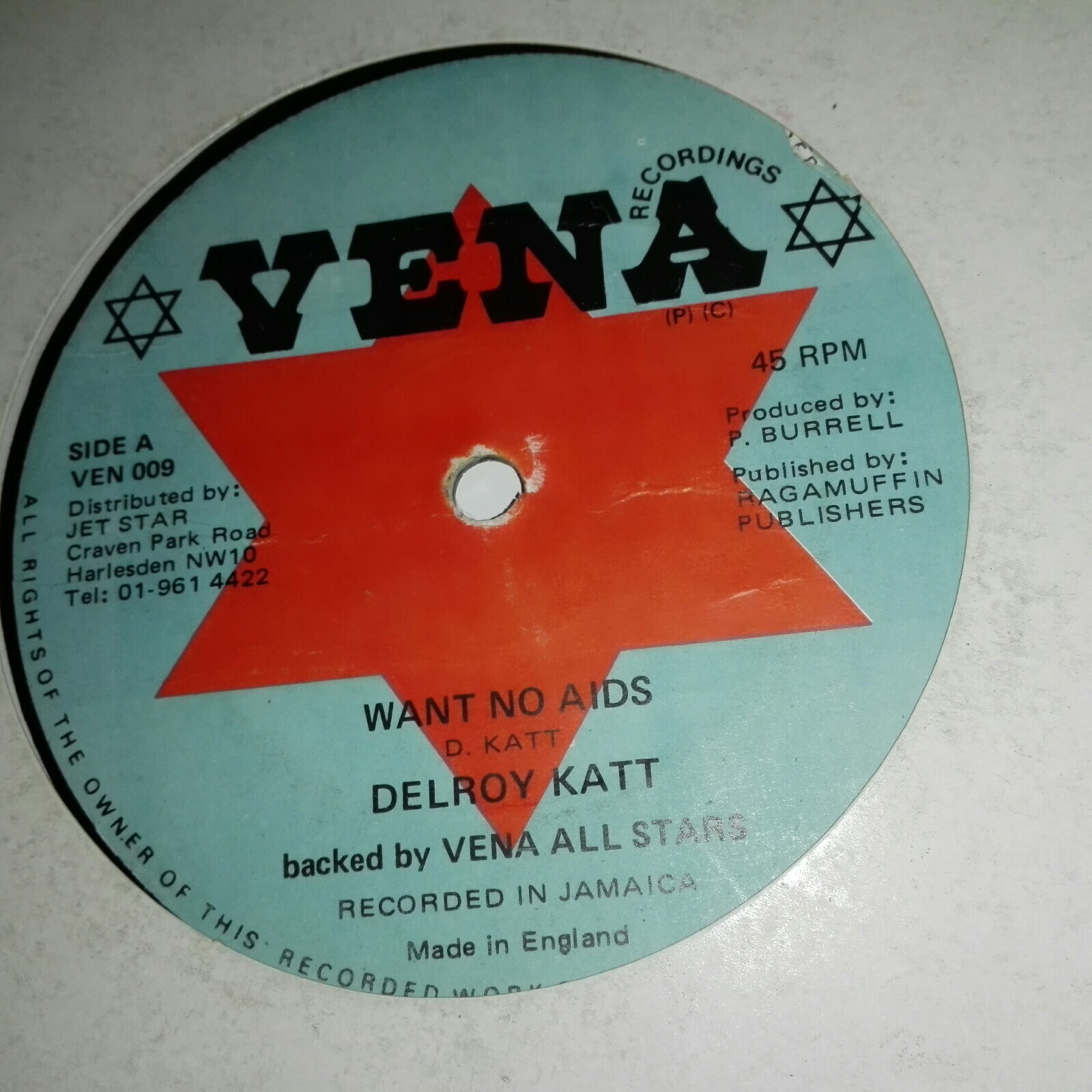 Vinyl record 12″ single Delroy Katt / Little T – Want No Aids / She Want Use me