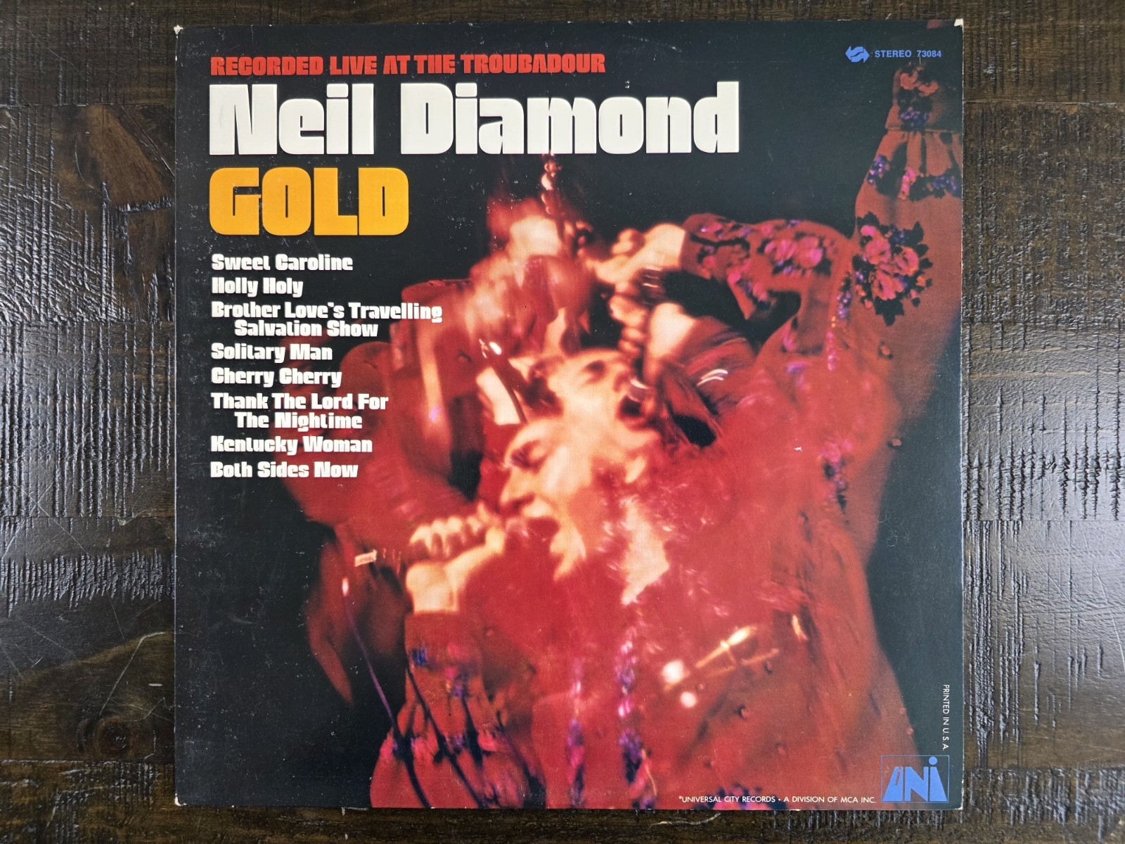 Neil Diamond Gold Live at the Troubadour Vinyl LP 1970 UNI 73084 Sweet Caroline