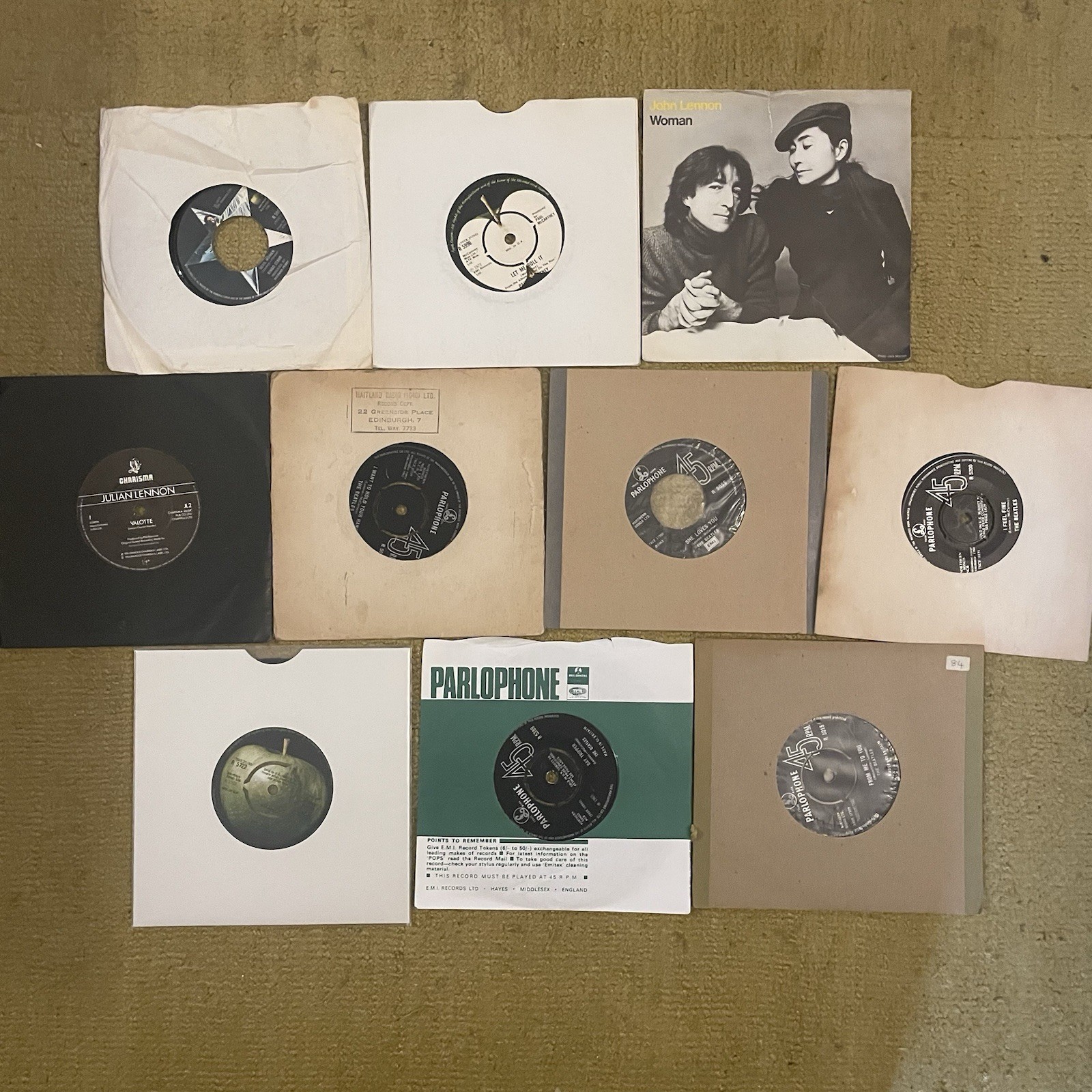 Beatles And Related singles 7″ X 10 Play Tested Good Condition Freepost
