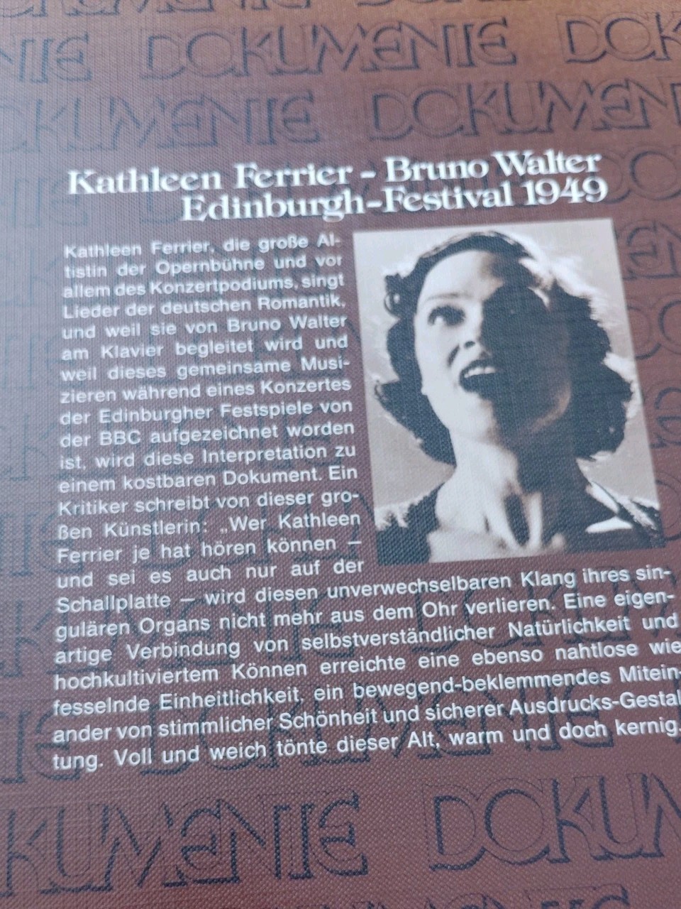 Kathleen Ferrier Bruno Walter Edinburgh Festival 1949 VG+ DBL Vinyl LP