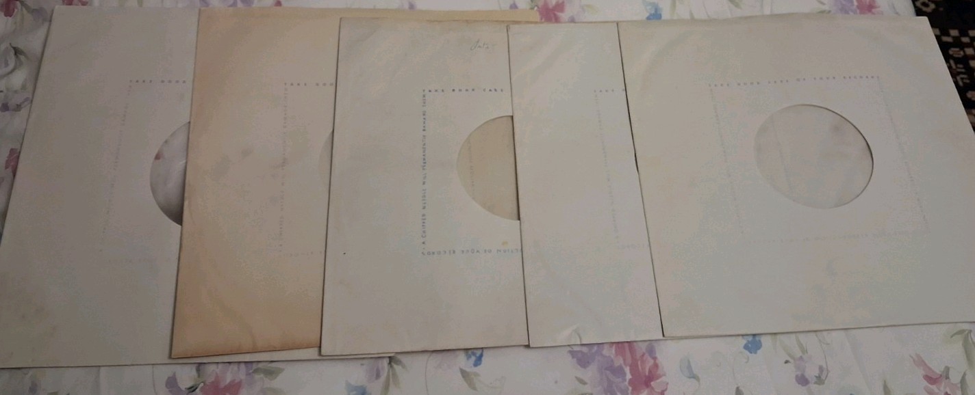 5 EMI INNER SLEEVES FOR LP RECORDS (1955- 1959) JAZZ POP ROCK N ROLL EXCELLENT