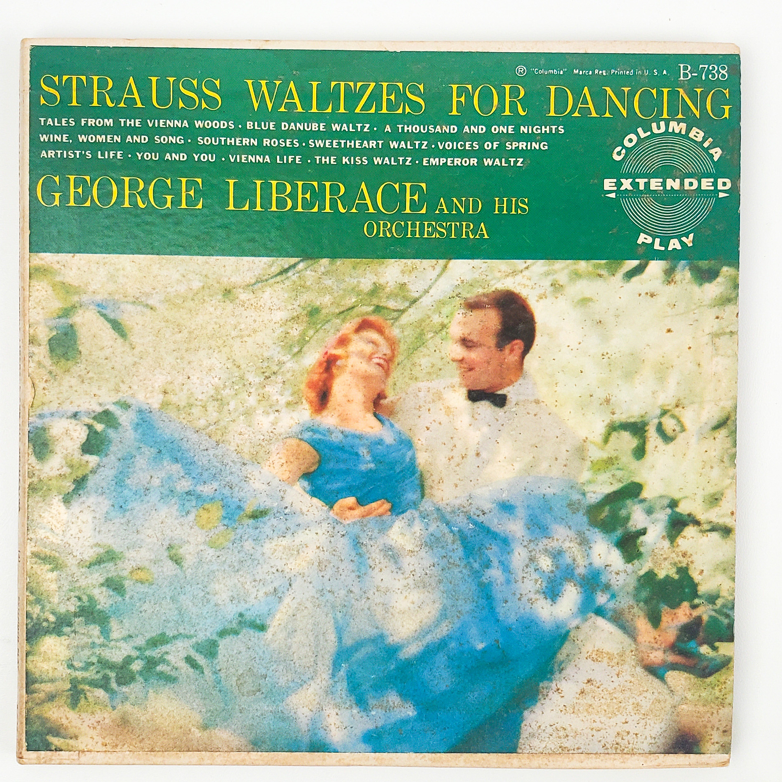 George Liberace Strauss Waltzes For Dancing Record 45 RPM 3x EP Columbia 1955 Y