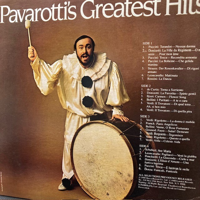 Pavarotti Greatest Hits 2X LP Opera Aria Classical Tenor 1980 London PAV2003-4