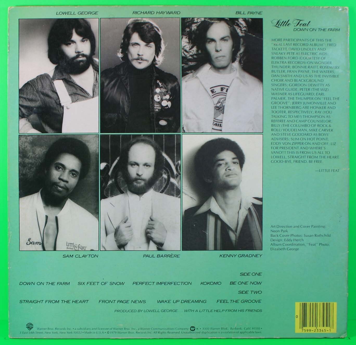 Little Feat Down on the Farm LP 1979 [Warner Bros. HS 3345]