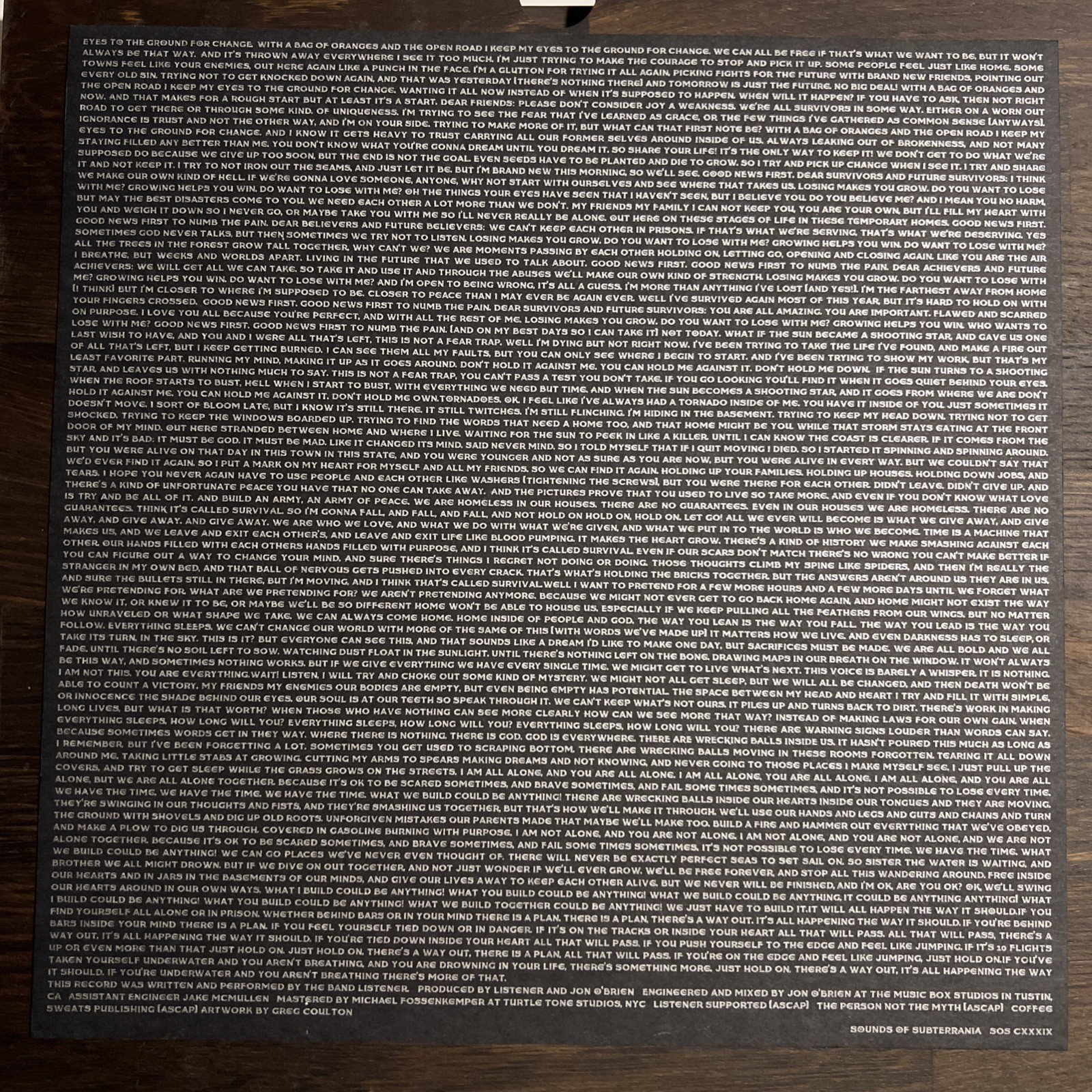 Listener Time Is A Machine Vinyl /10 Wood Oak Engraved Case