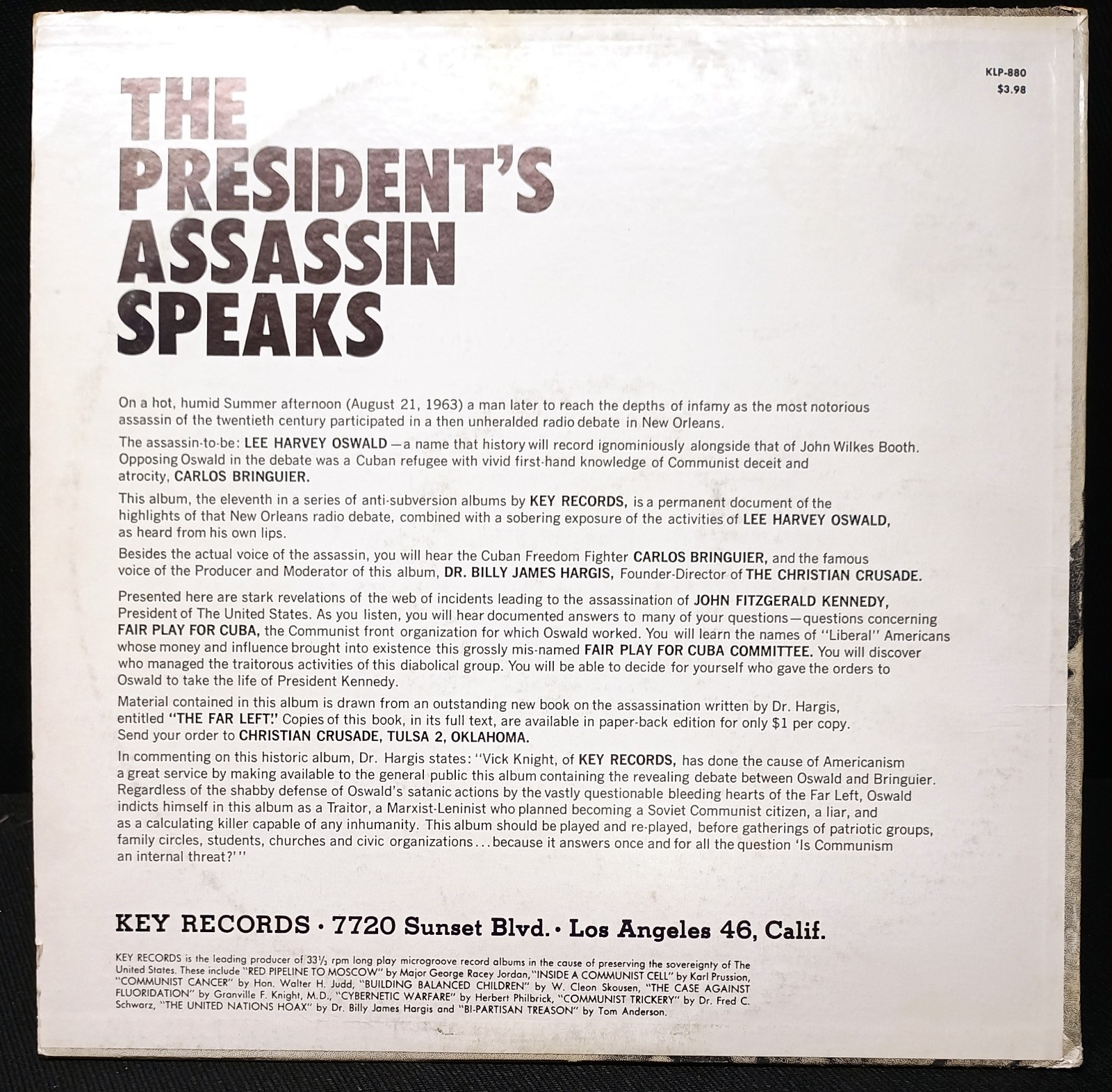 HTF spoken word lp LEE HARVEY OSWALD President’s Assassin Speaks JFK Kennedy ’63