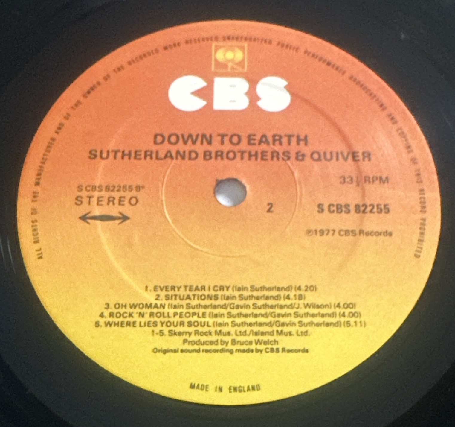 Sutherland Brothers & Quiver-Down To Earth 12″Vinyl LP With Insert NM / VG+