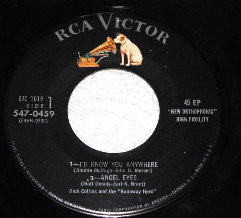 DICK COLLINS & THE RUNAWAY HERD-Horn Of Plenty (1954 3 x 7″ Vinyl EP + PS/Cover)