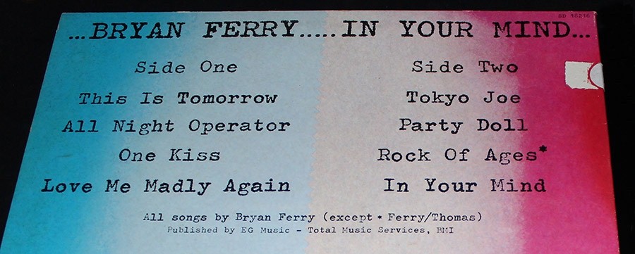 Bryan Ferry-In Your Mind-Atlantic SD 18216-Vintage 1977 LP-ATL Inner-VG+!!