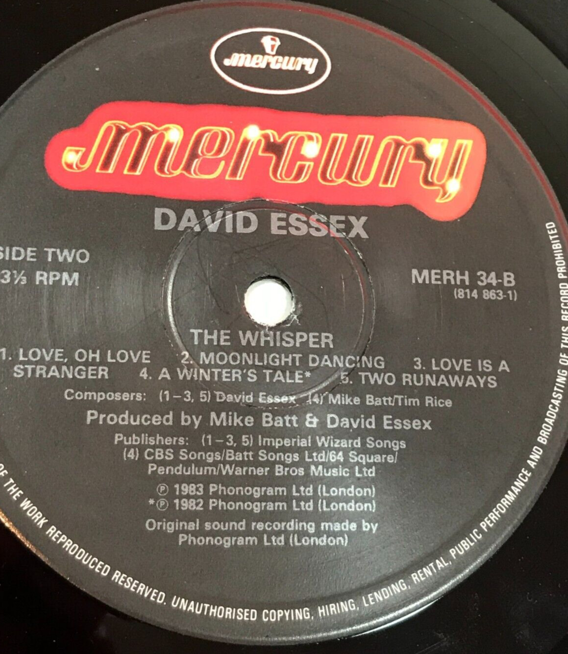 DAVID ESSEX The Whisper 1983 UK Vinyl LP A Winter’s Tale Fishing For The Moon