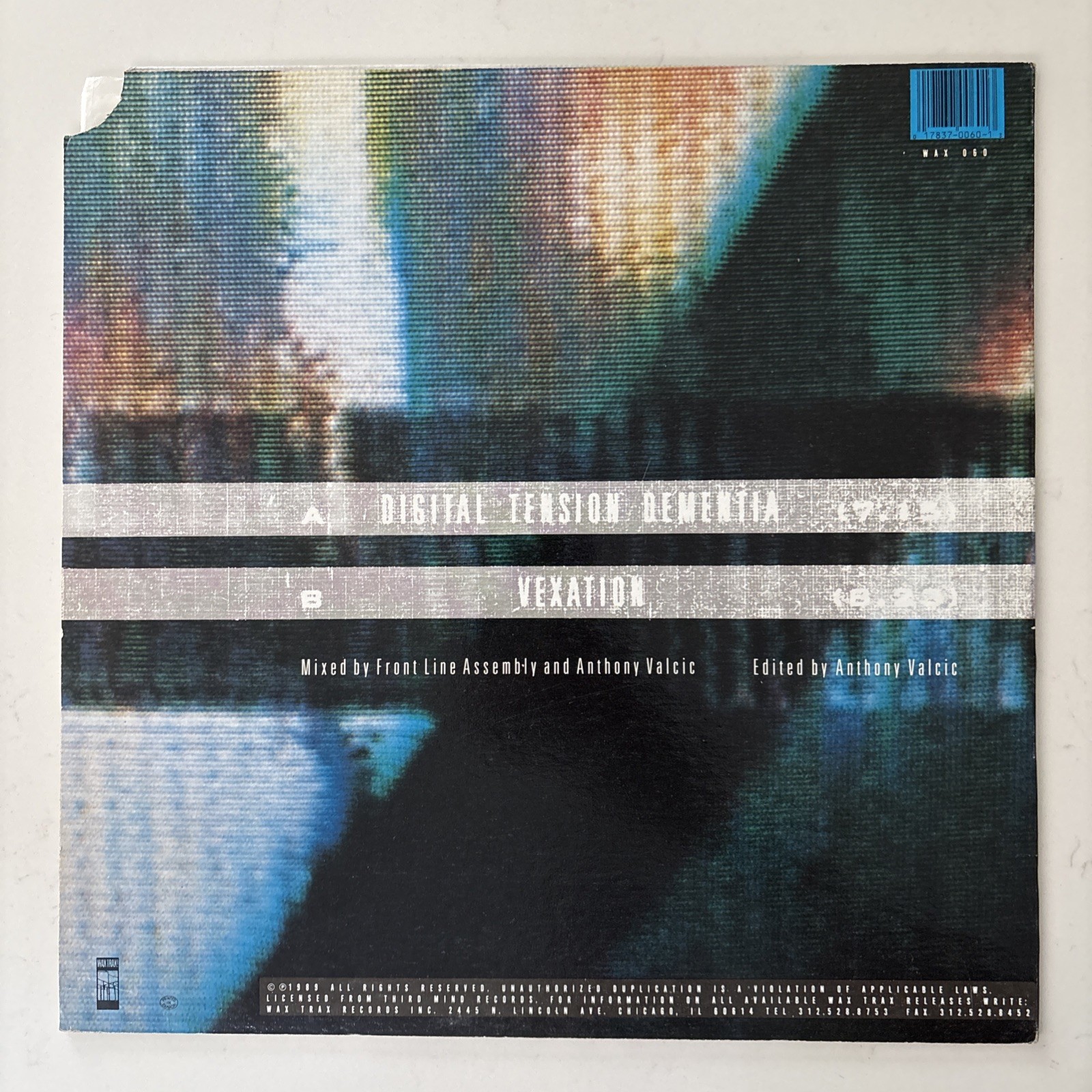 Front Line Assembly – Digital Tension Dementia 12” Vinyl 1989 Wax Trax! Records