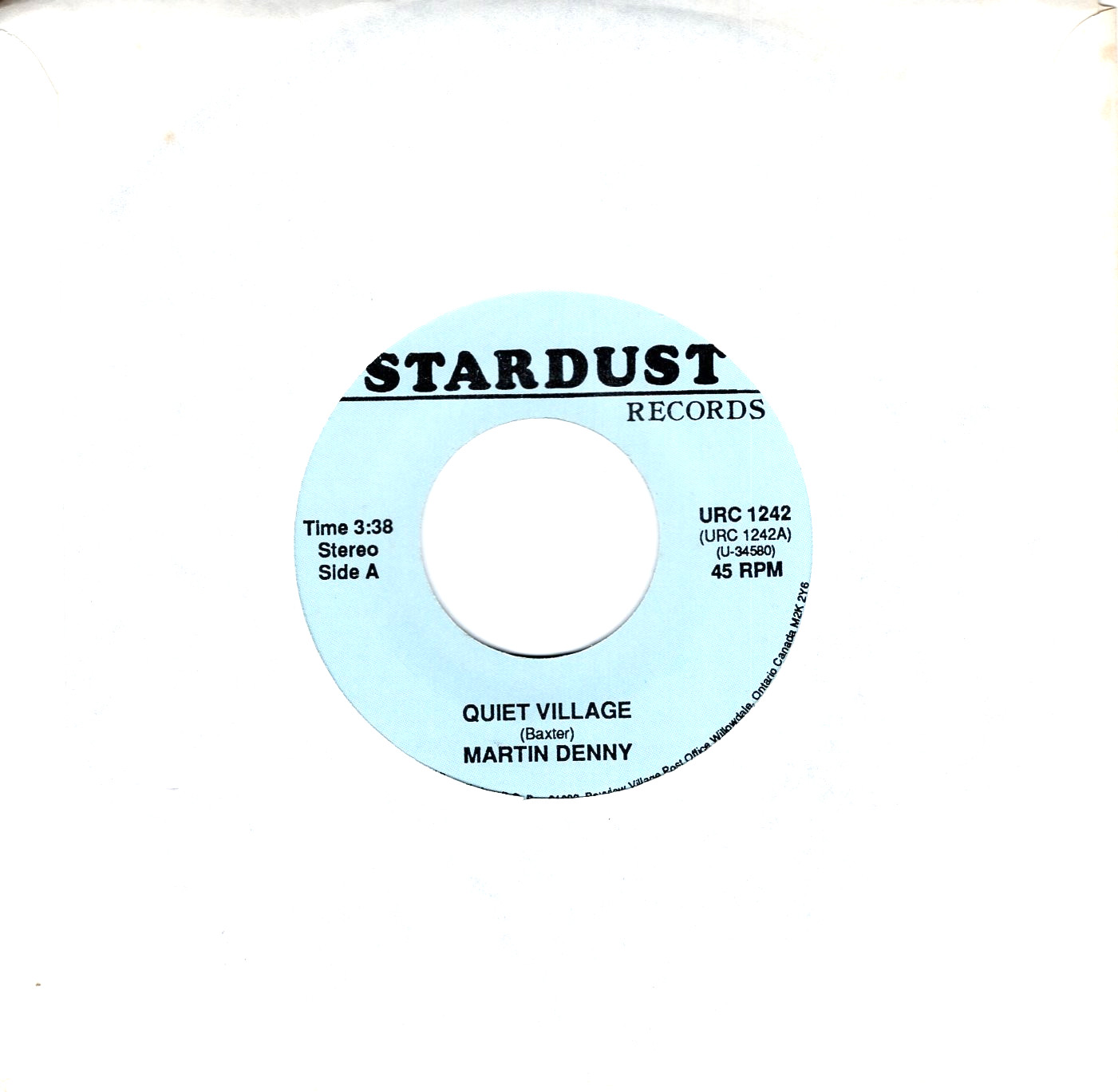 MARTIN DENNY: QUIET VILLAGE / COZY COLE: TOPSY PT 2 ..”SMOKEY VINYL” 45 12093