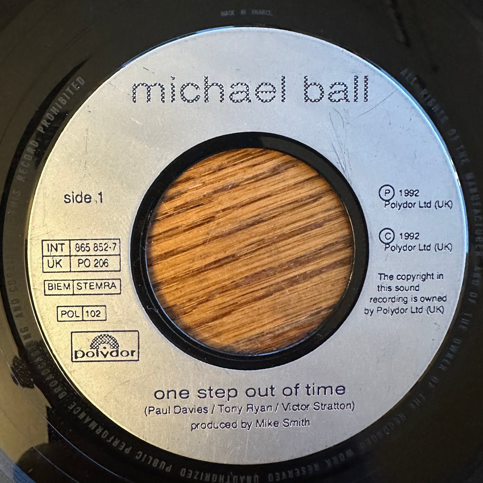 Michael Ball – One Step Out of Time 7″ Single 1992 France Press Polydor Pop 45