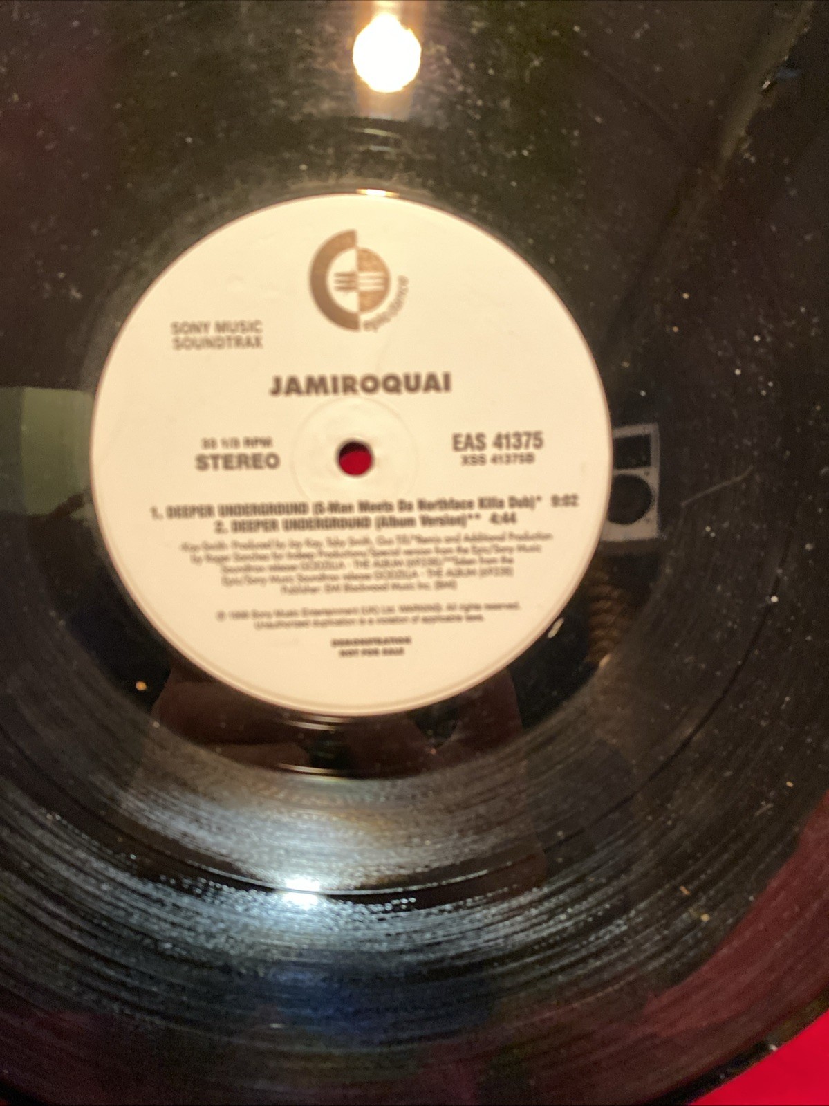 Jamiroquai: Deeper Underground 12″Single White Label Promo 1998- EX Vinyl