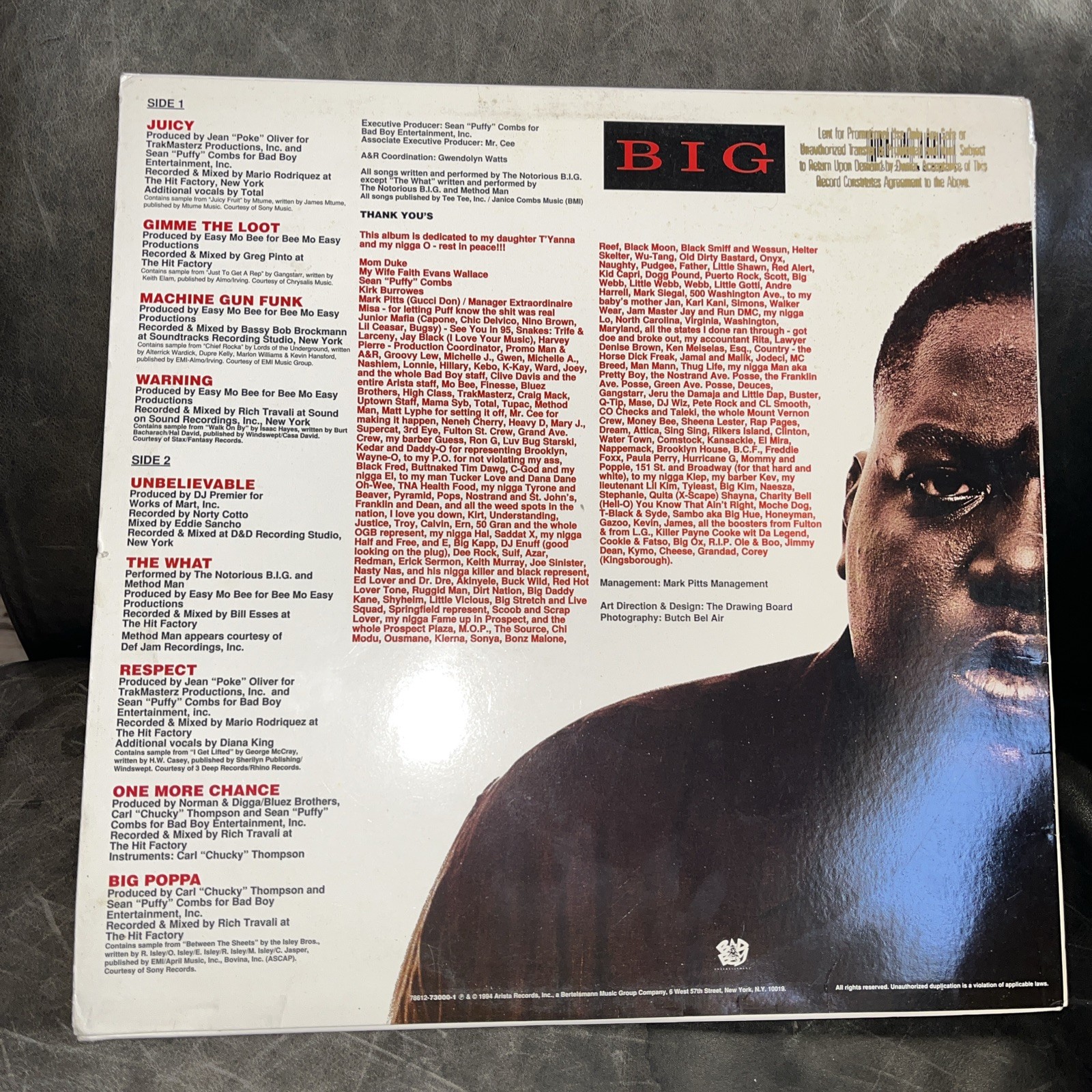 THE NOTORIOUS B.I.G. Ready To Die 1994 PROMO gold stamp 1ST PRESS U.S. LP