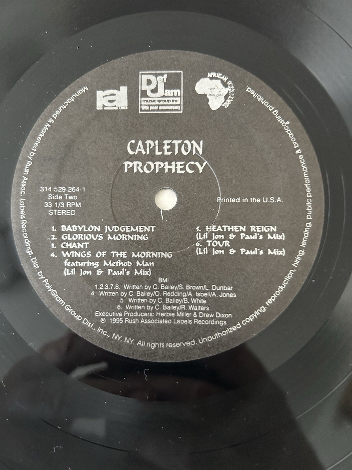 CAPLETON Prophecy Vinyl LP Orig 1995 1st Press Def Jam Method Man Lil Jon Reggae
