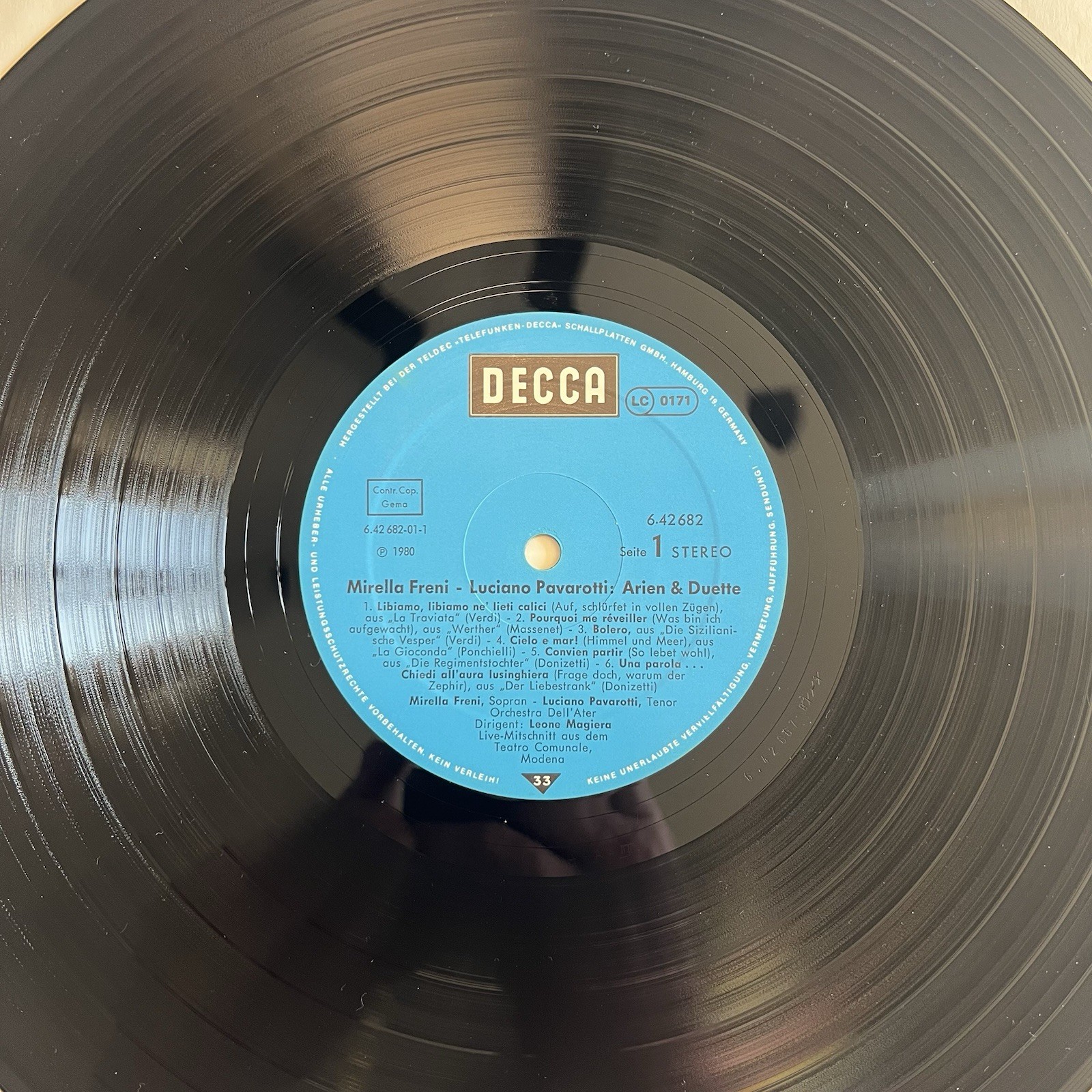 Freni & Pavarotti – Arien & Duette (German Import, Decca LC 0171)