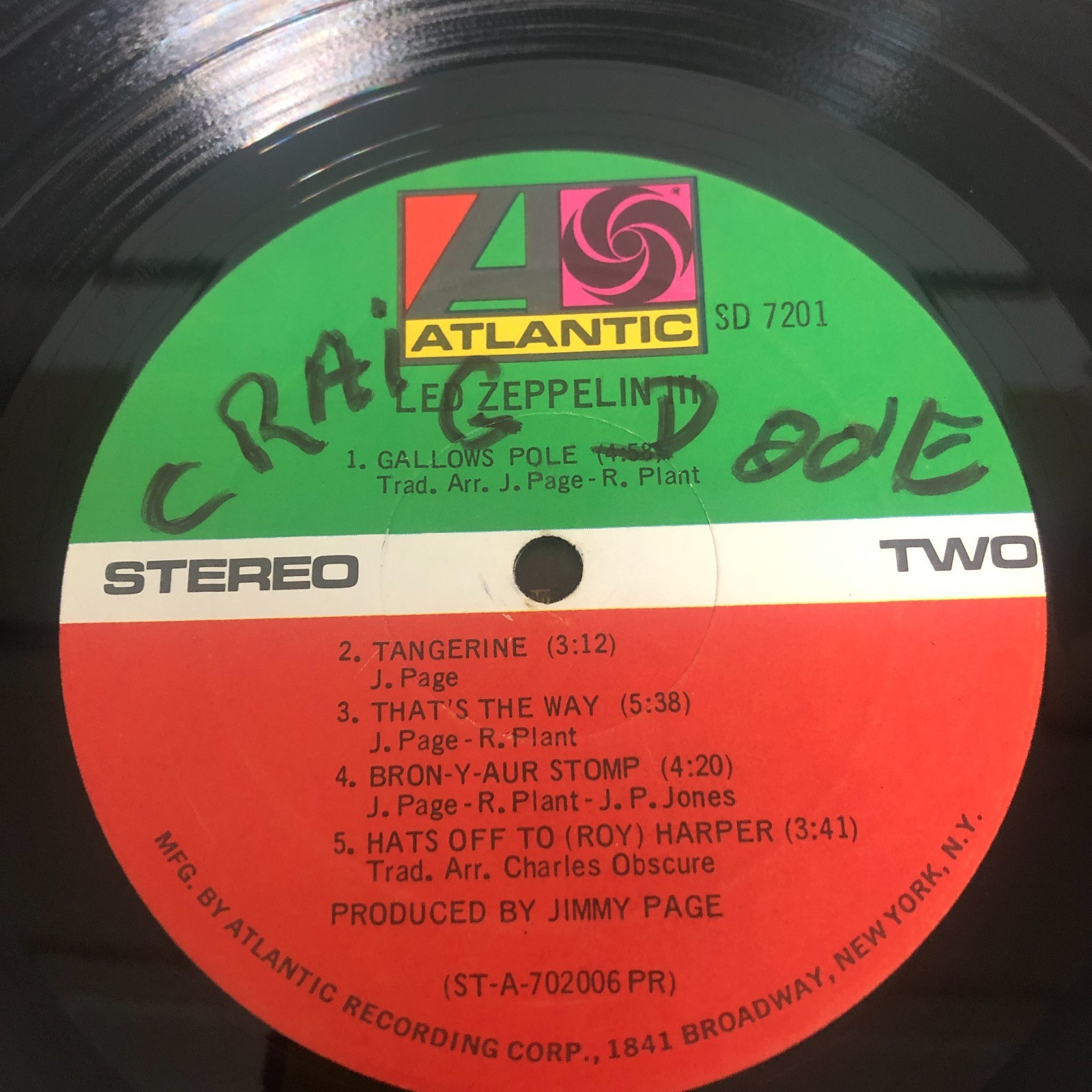 Led Zeppelin ‎– Led Zeppelin III 1970 Orig. Presswell Pressing LP – VG+ (RK813)