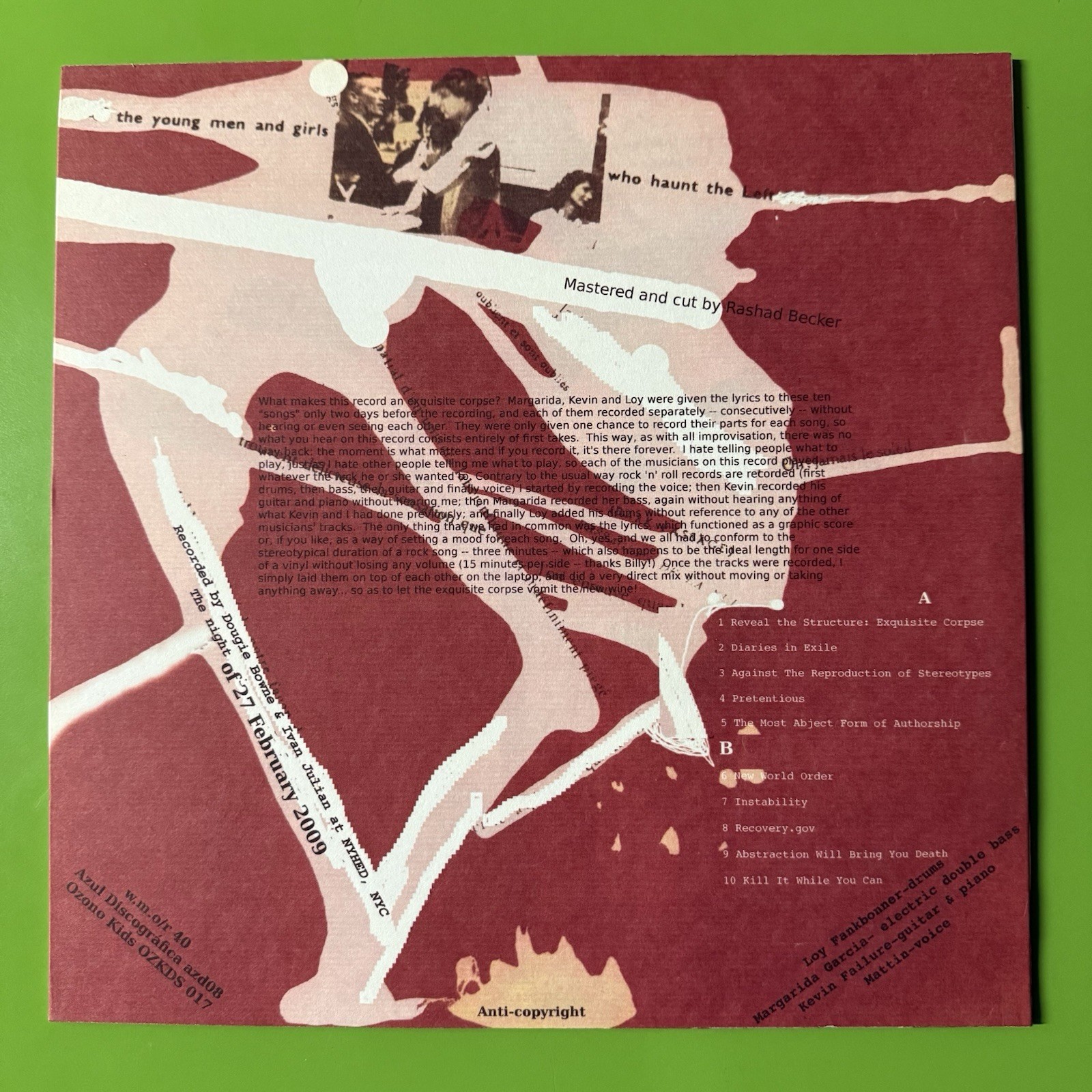 Mattin ‎– Exquisite Corpse LP Vinyl Rock Indie Post Punk 2011 Experimental Spain