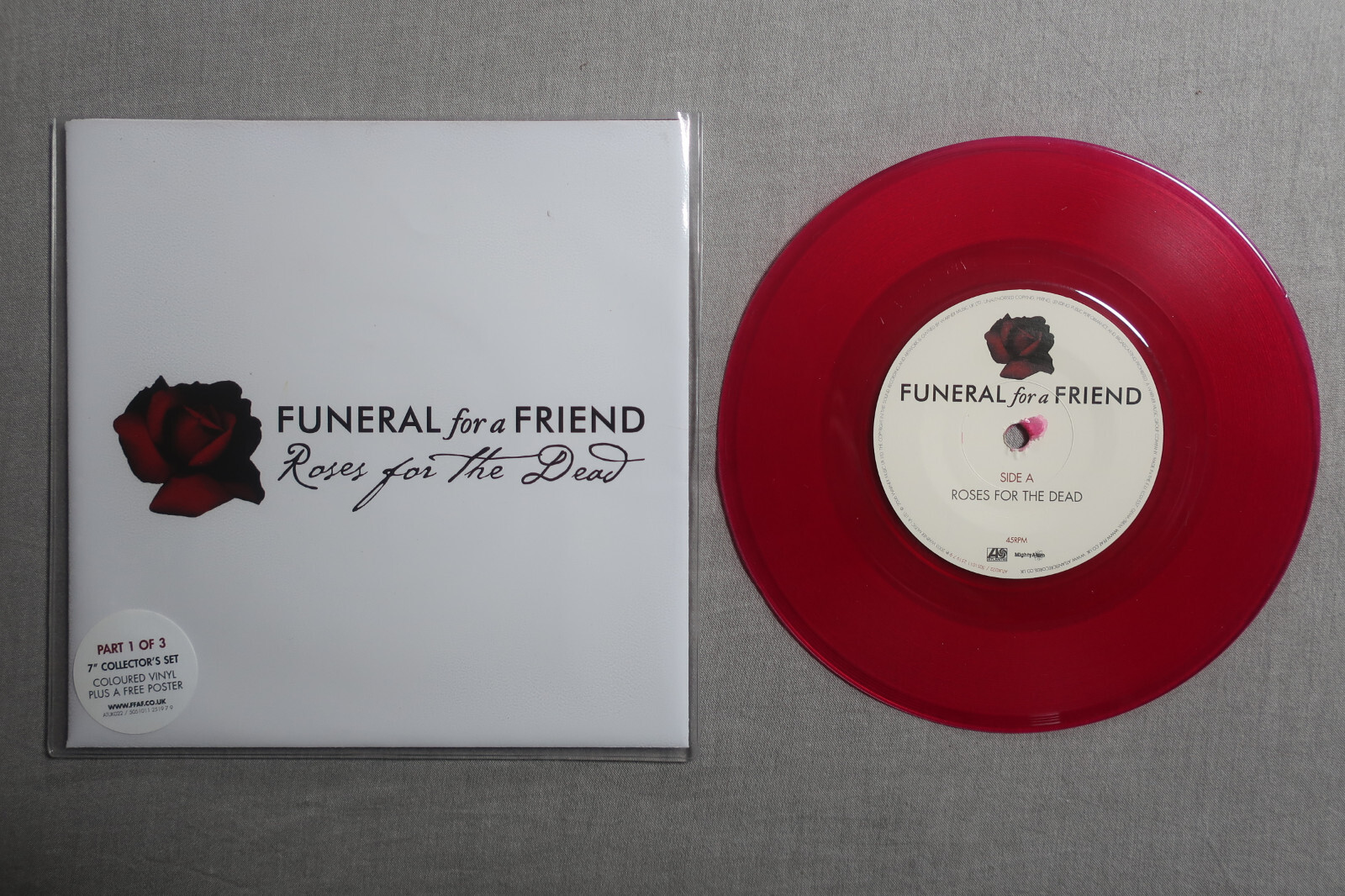 FUNERAL FOR A FRIEND Roses for the dead ATLANTIC 7-inch Red Vinyl + Poster (Part
