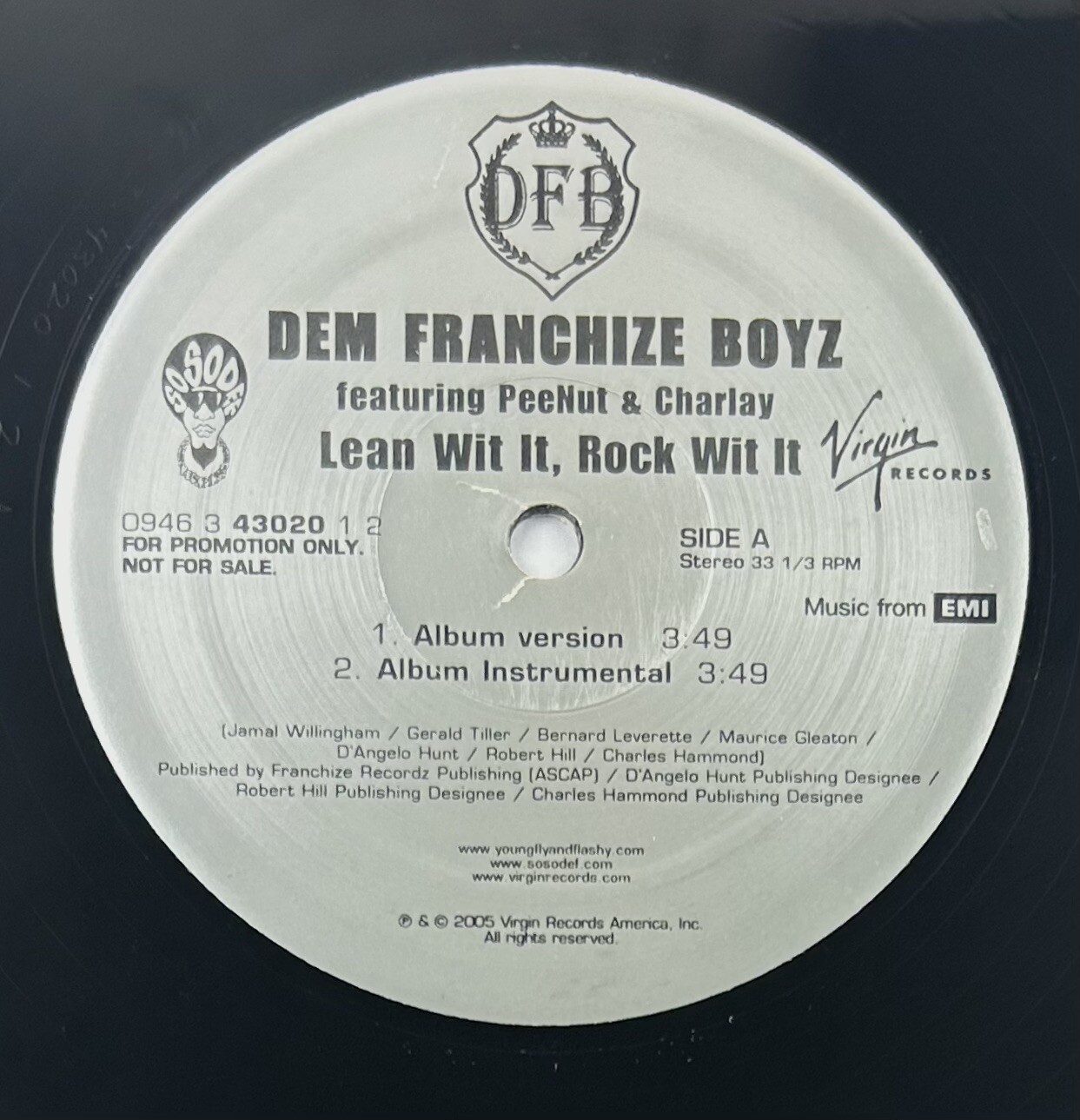 Dem Franchize Boyz – Lean Wit It, Rock Wit It 2006 Unplayed 12” Vinyl Record NM
