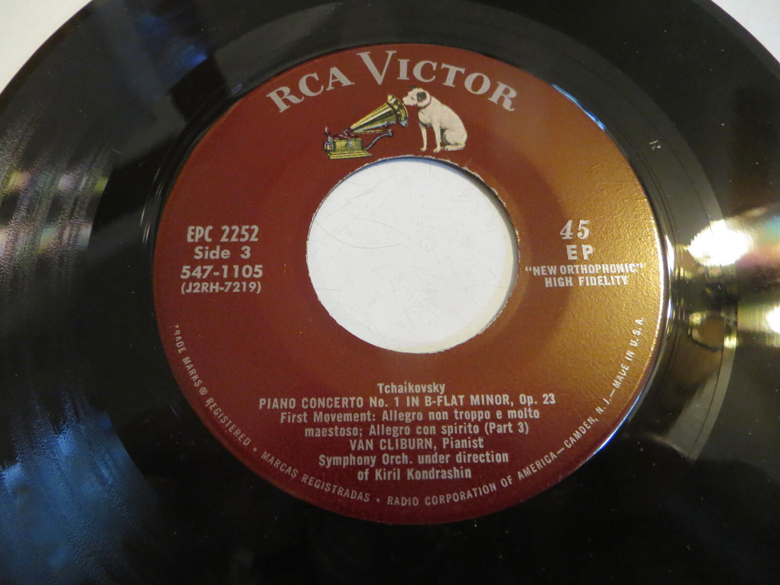 Van Cliburn – Tchaikovsky – Concerto No. 1 – 3×7″ 1958 RCA Red Seal – Classical