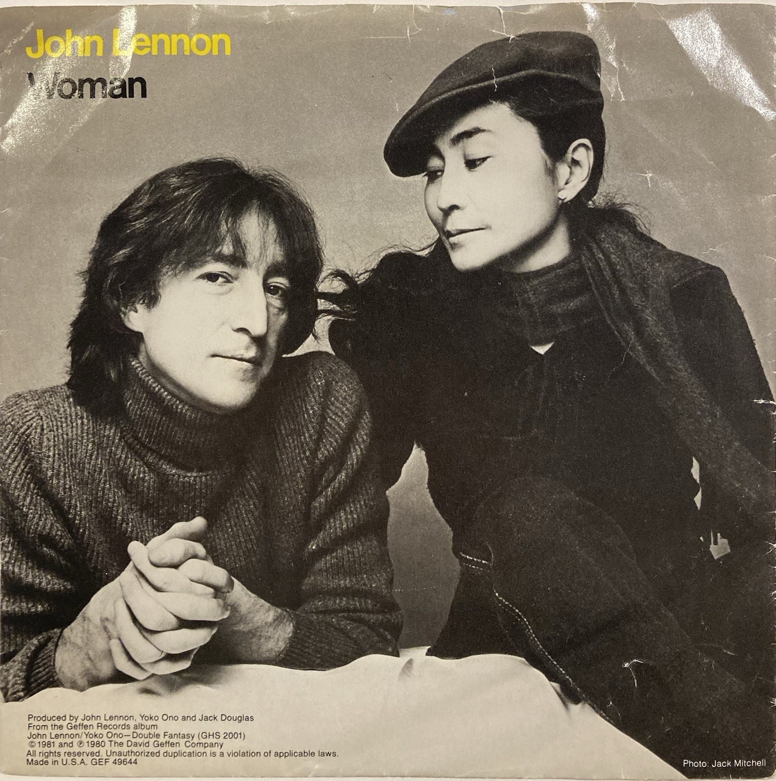 John Lennon – Woman – Geffen Records – GEF 49644 – 1981 45 RPM 7″ Single