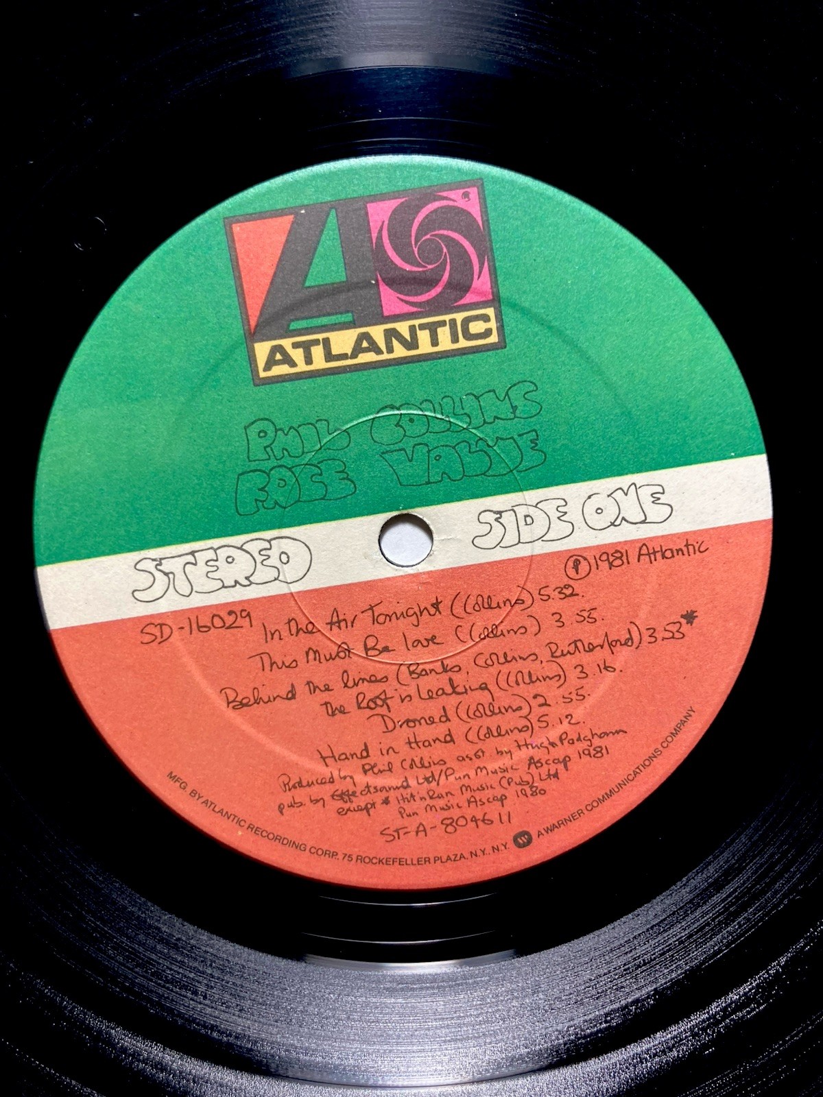 PHIL COLLINS “Face Value” 1981 Vinyl LP Atlantic SD 16029 Gatefold SRC Repress