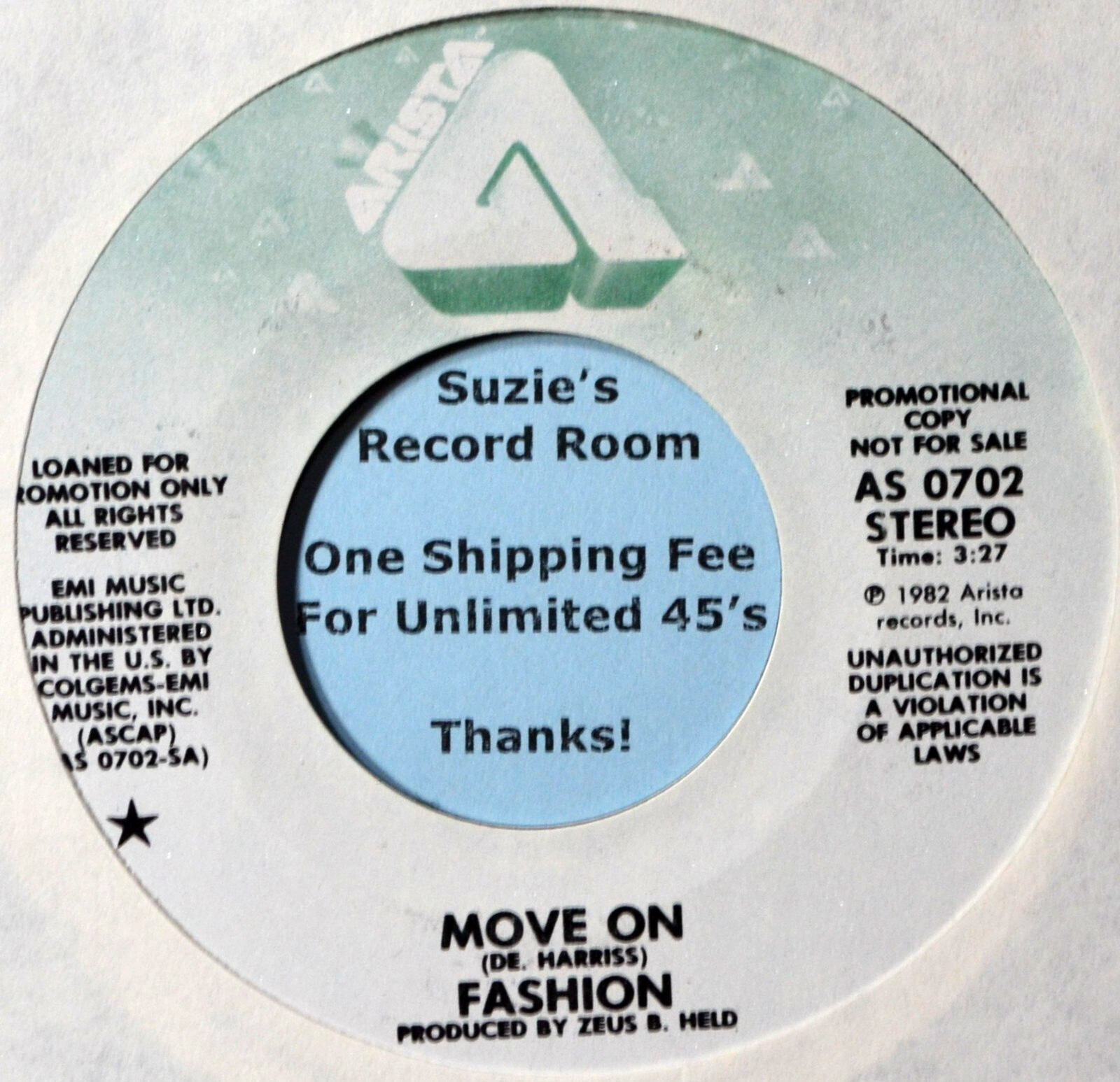 Fashion – Move On – New Wave Synth Pop DJ Promo NM 45 7″ Vinyl