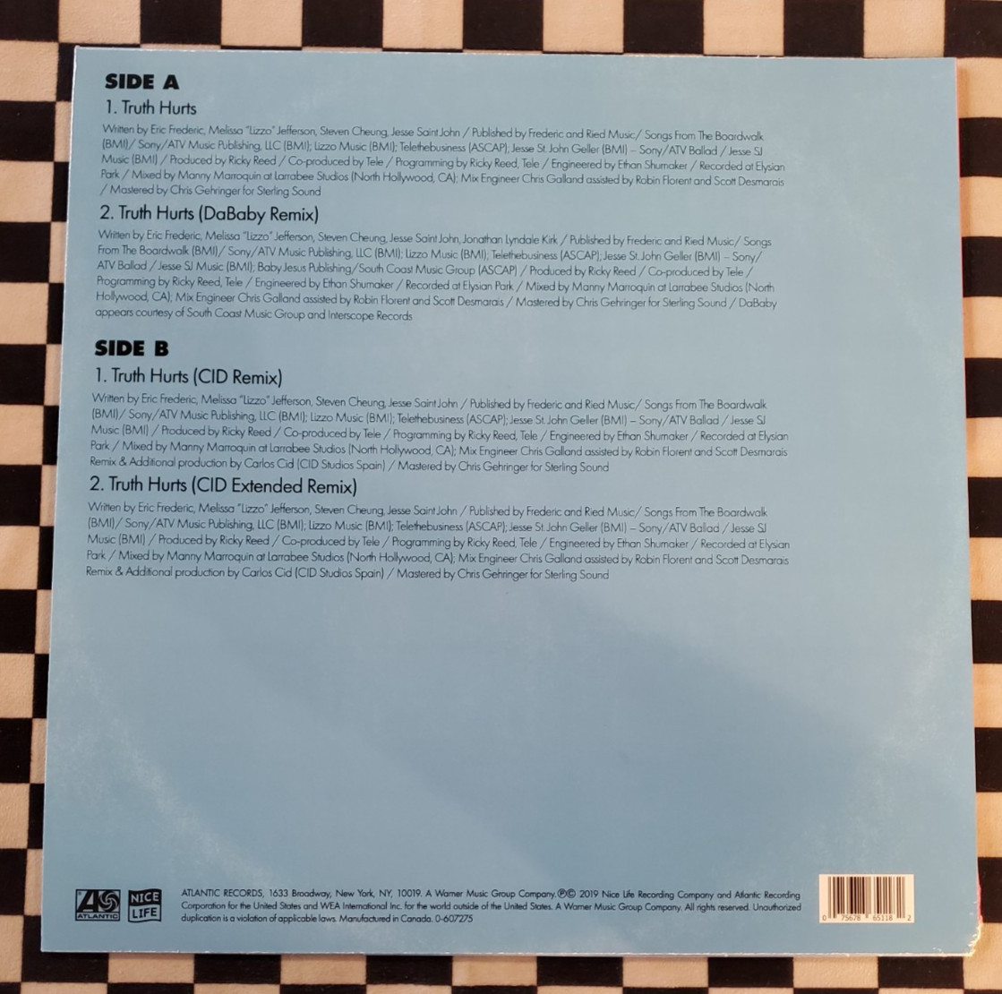 Truth Hurts 12″ by Lizzo blue vinyl limited edition 2019 NM 607275-0 Atlantic