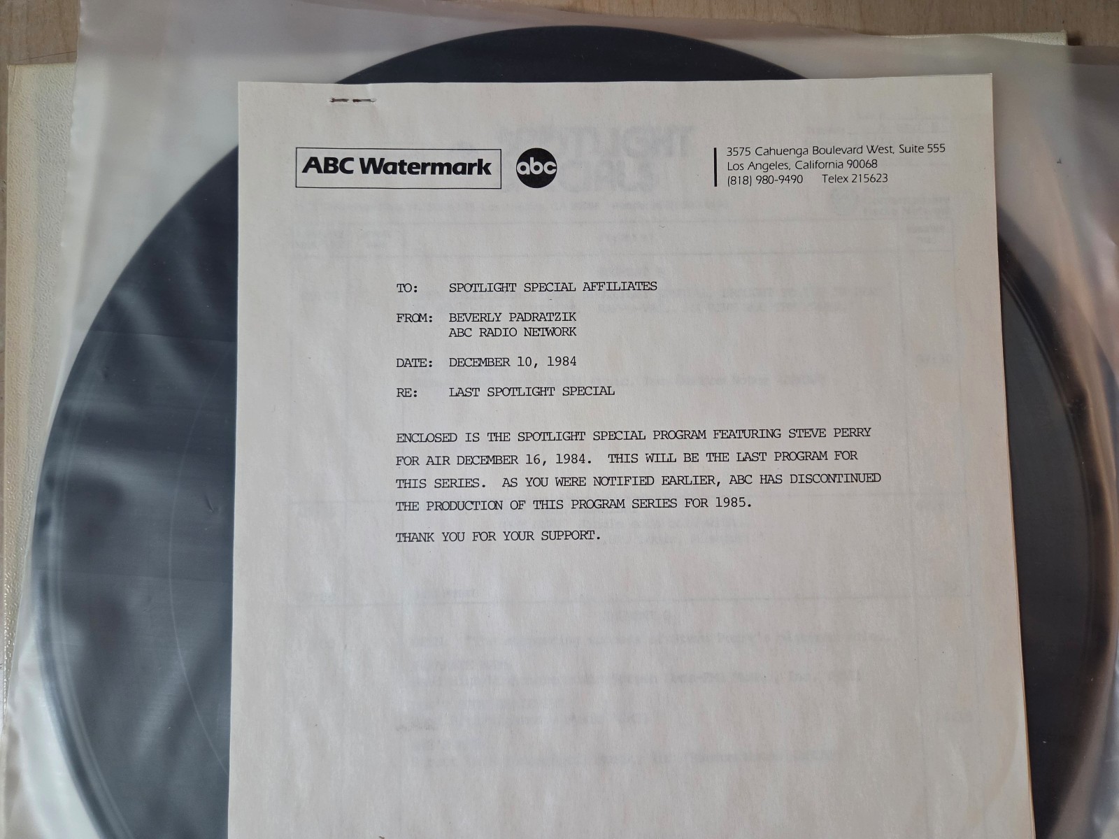Steve Perry (Journey) ABC Watermark Spotlight Specials 2 LP Radio Promo Box