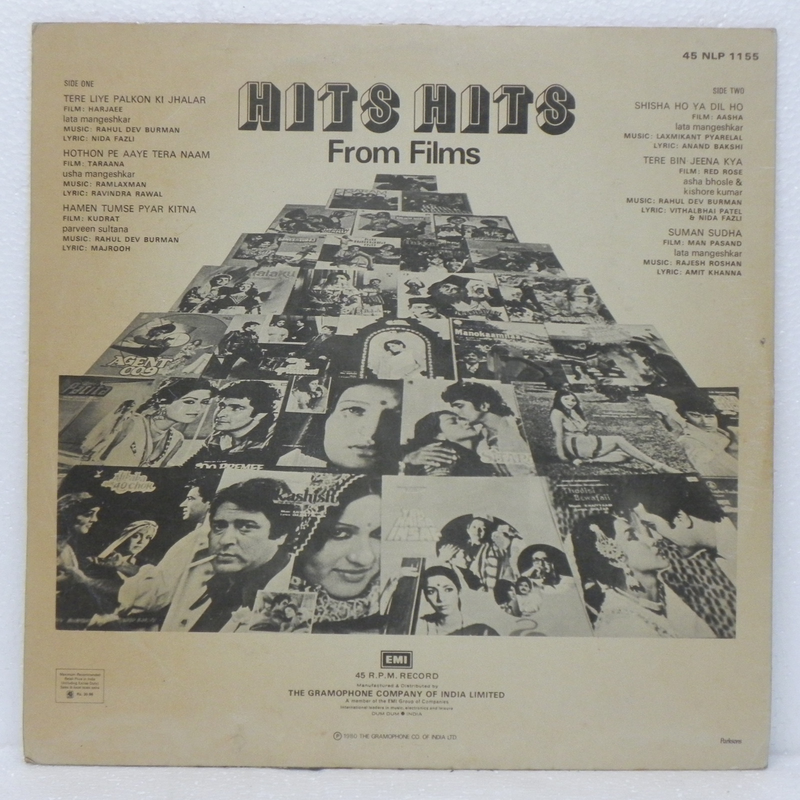Hits Hits From Films Rare LP Original 1980 Hindi Film Songs Bollywood Indian EX
