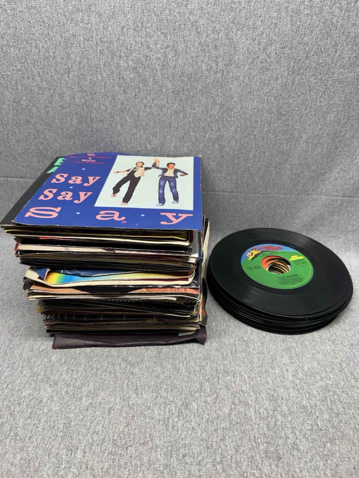 Vintage 45 RPM Record Lot of 86 – 7″ Vinyl Singles Rock Pop 70s 80s Beatles Etc.