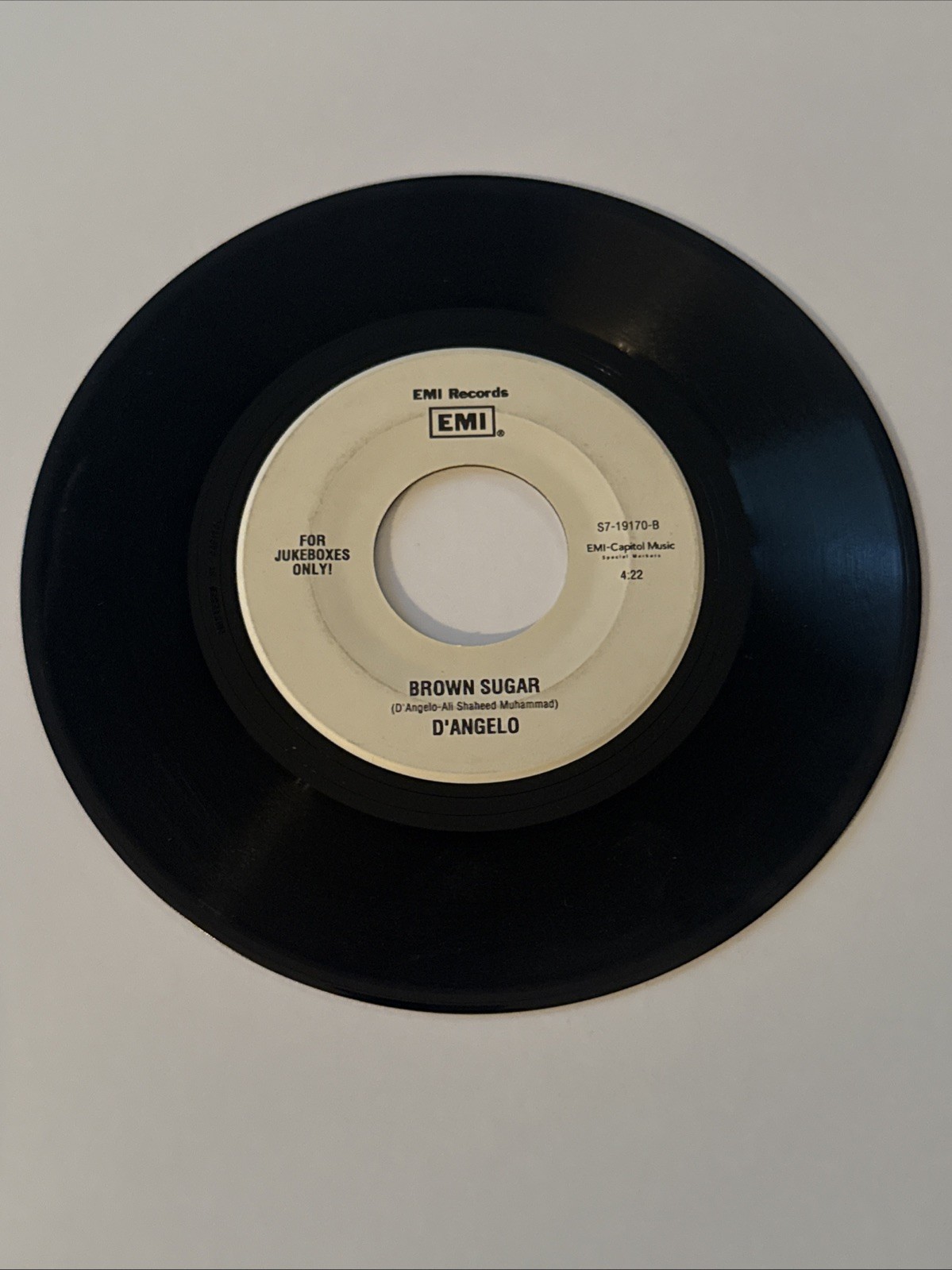 D’ANGELO Brown Sugar / Dreamin’ Eyes Of Mine EMI 45 RPM Jukebox Only Label Vinyl
