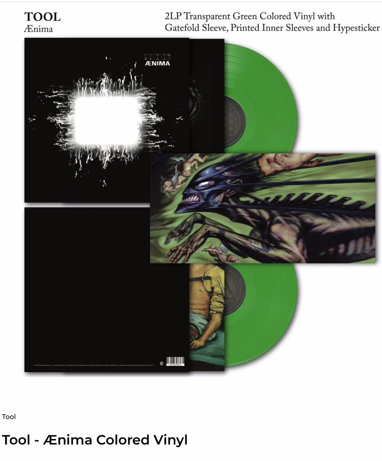 Tool Aenima (Ænima Brand New/Sealed)2 LP Translucent Green Vinyl SEALED!