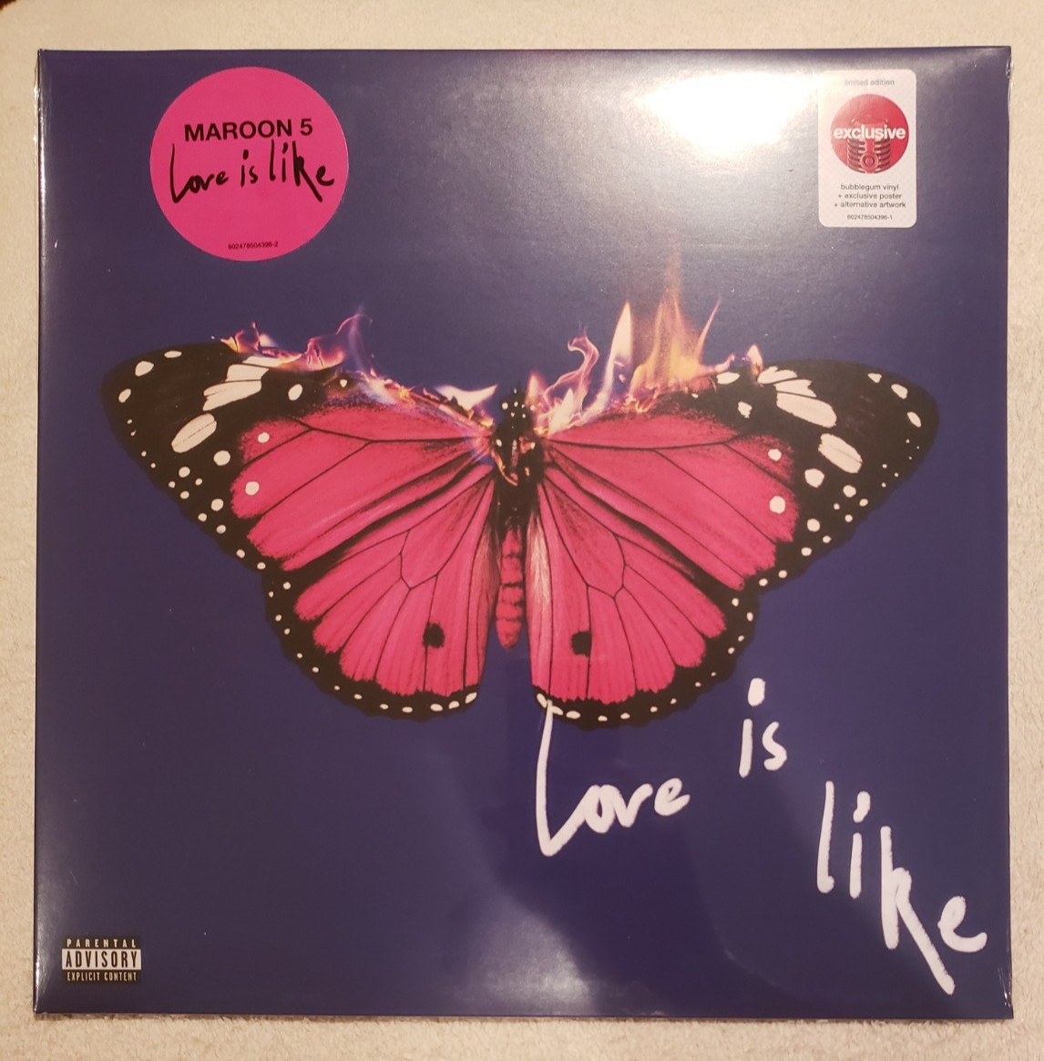 LP Maroon 5 – Love Is Like Limited Bubblegum Pink Color Vinyl + Poster