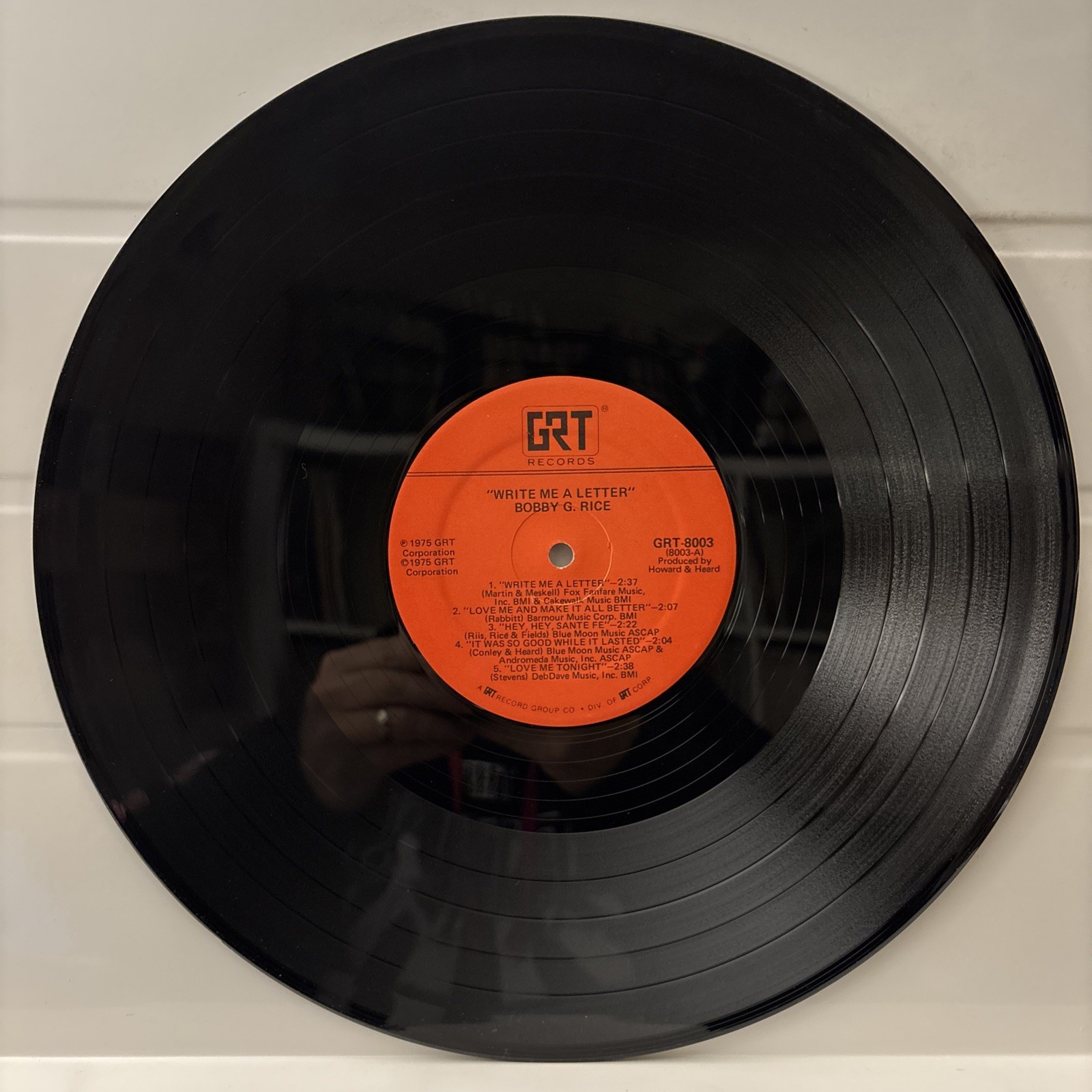 Bobby G. Rice – Write Me A Letter – 1975 Vinyl LP – EX/VG