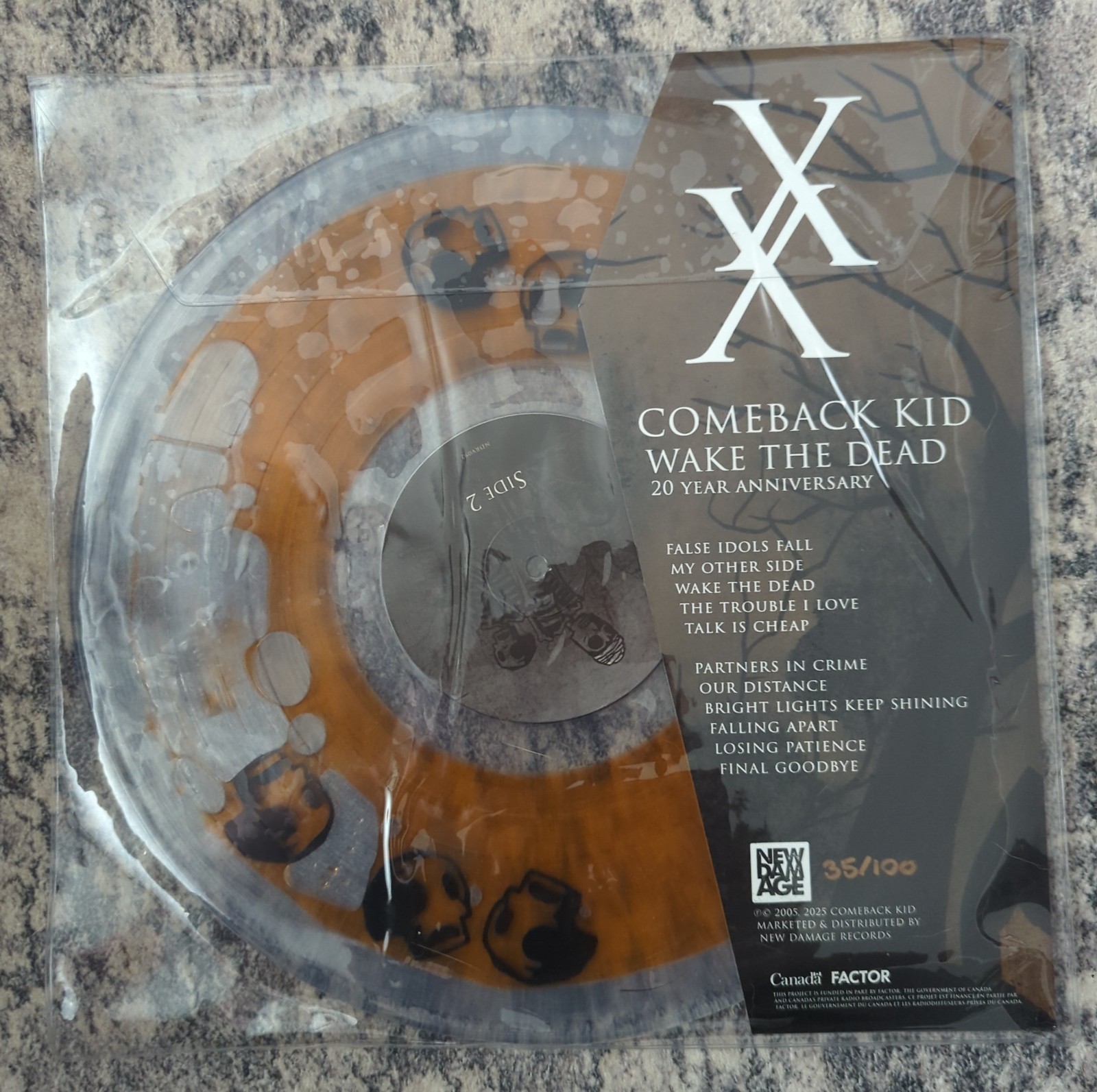 Comeback Kid Wake The Dead LP Orange Liquid w/ Black Skull Filled Vinyl #35/100