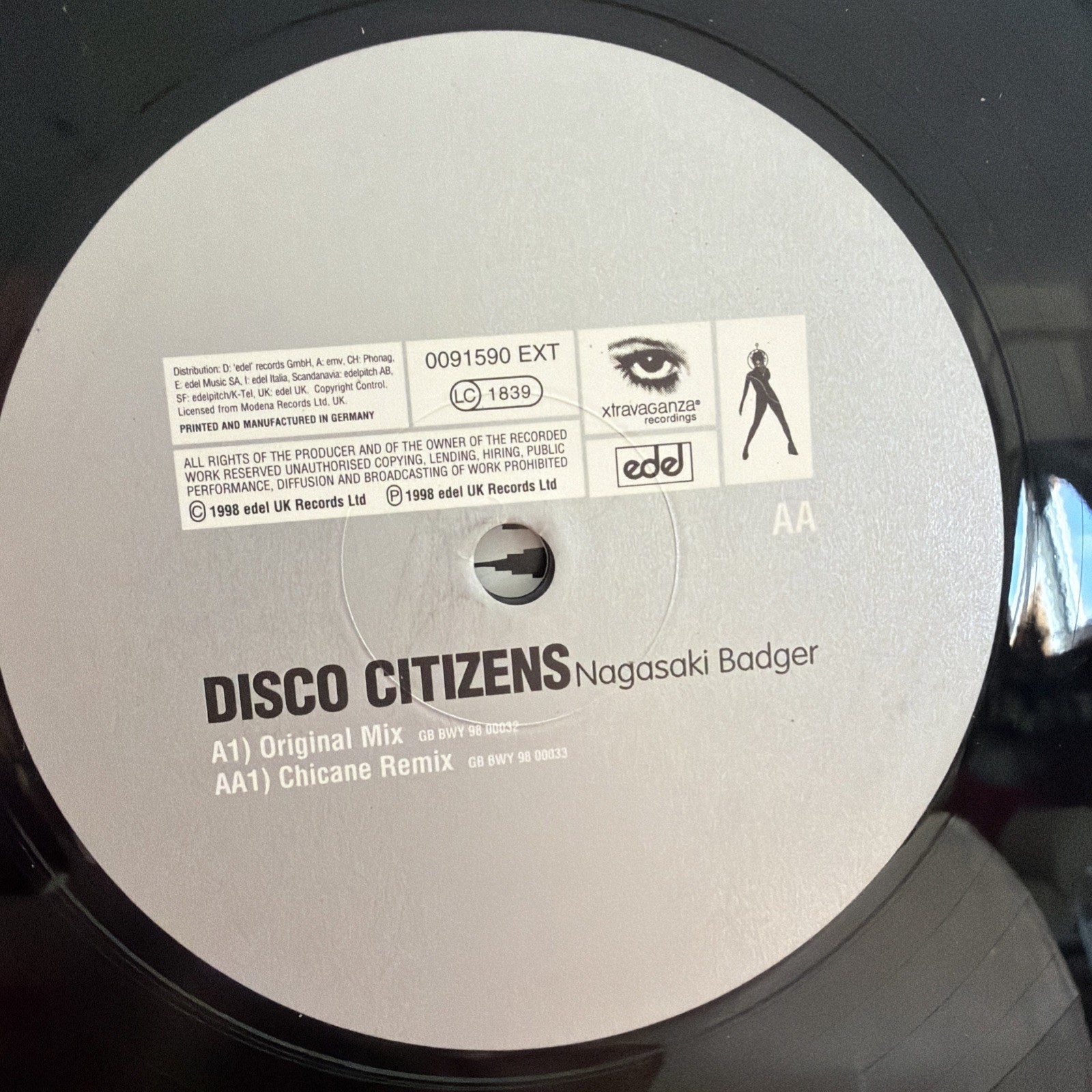 Disco Citizens – Nagasaki Badger 12″ vinyl record 1998 trance on Xtravaganza lp