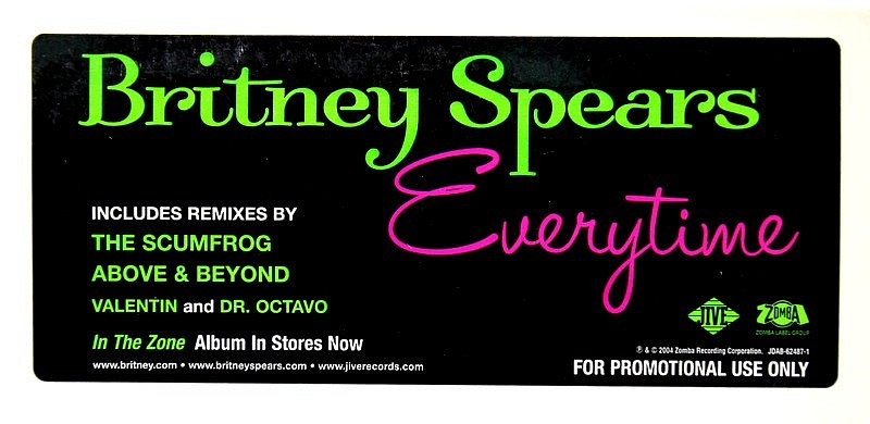 Britney Spears – “Everytime (Remixes)” 2004 – 12″ SINGLE – Jive Records – USED