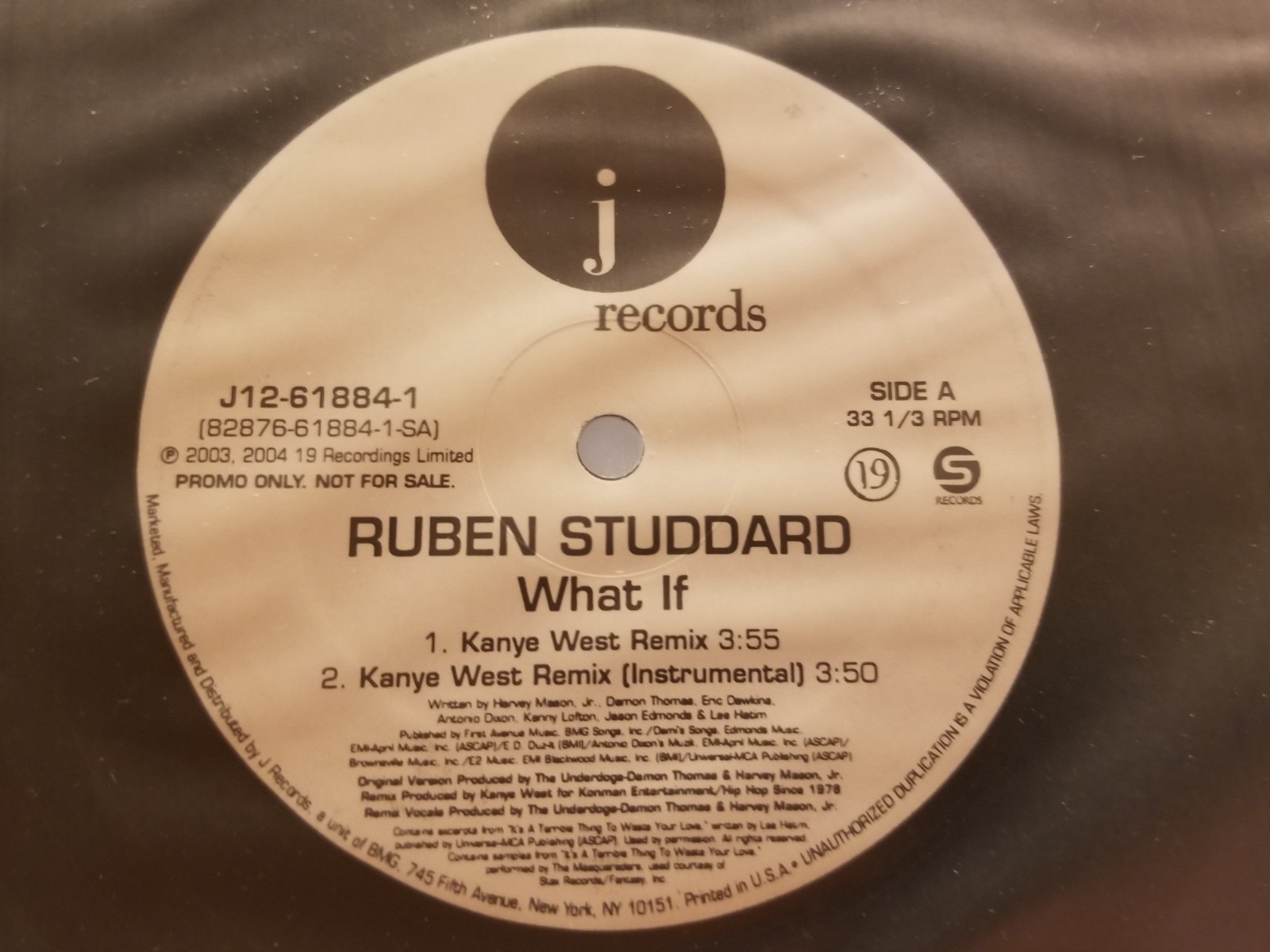 RUBEN STUDDARD & KANYE WEST What If PROMO 12″ 2004 VG+ J RECORDINGS Vinyl FUNK