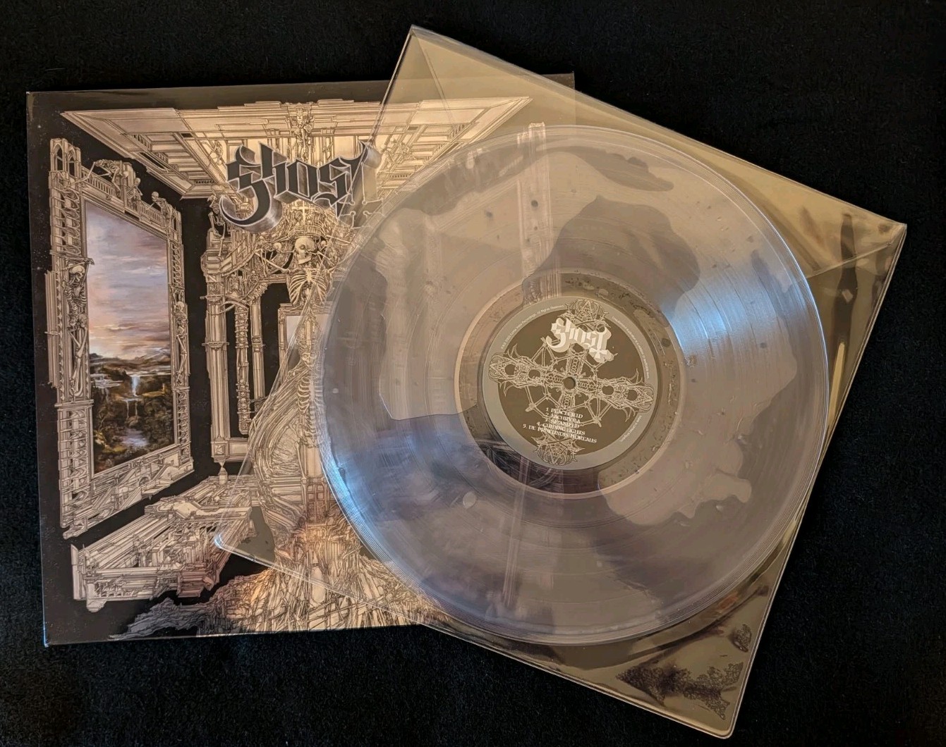 GHOST Skeleta Oxidized Metallic Silver Liquid Filled Vinyl Record LP Bad World