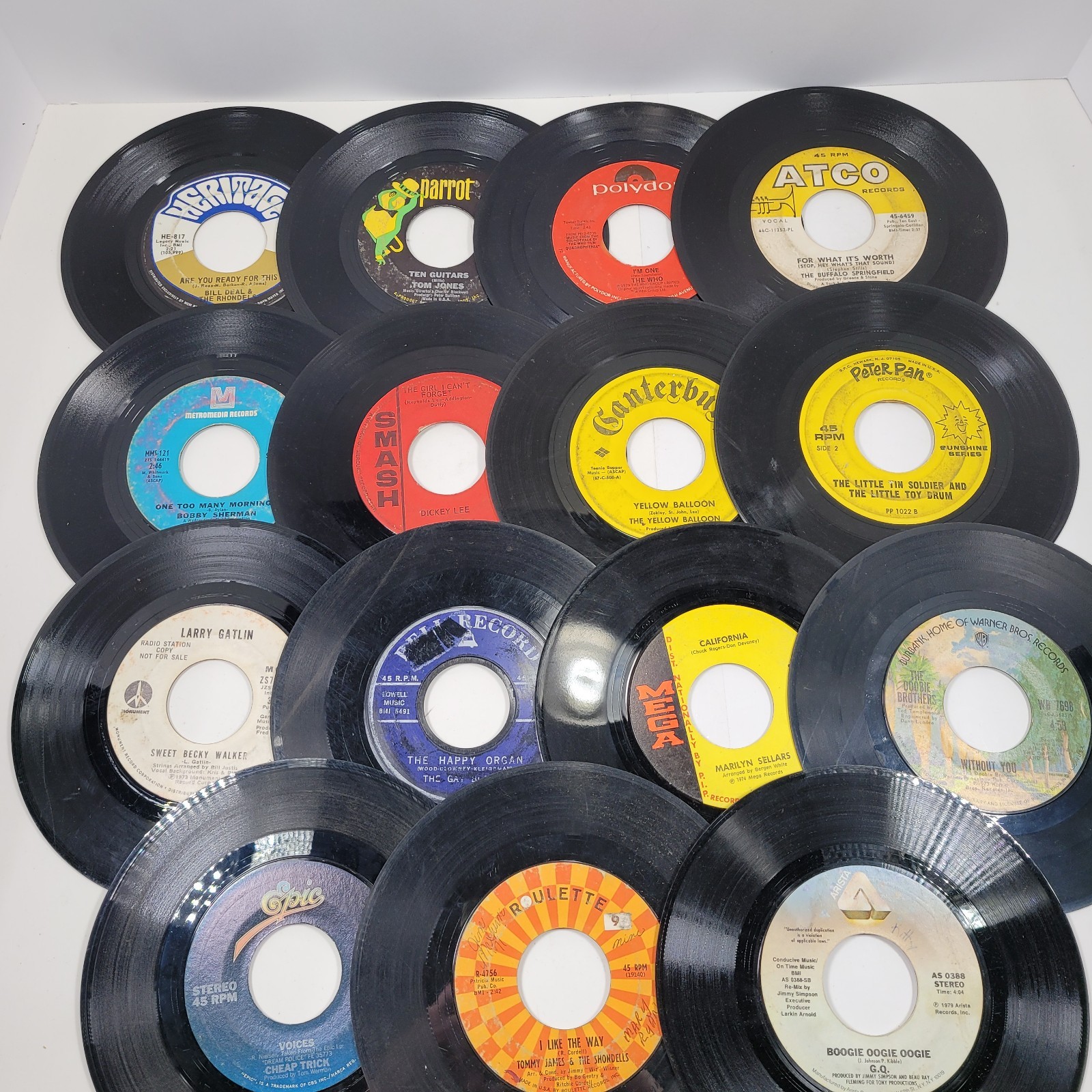 Lot of 15 VTG 45 RPM Records Various Artists Assorted Titles
