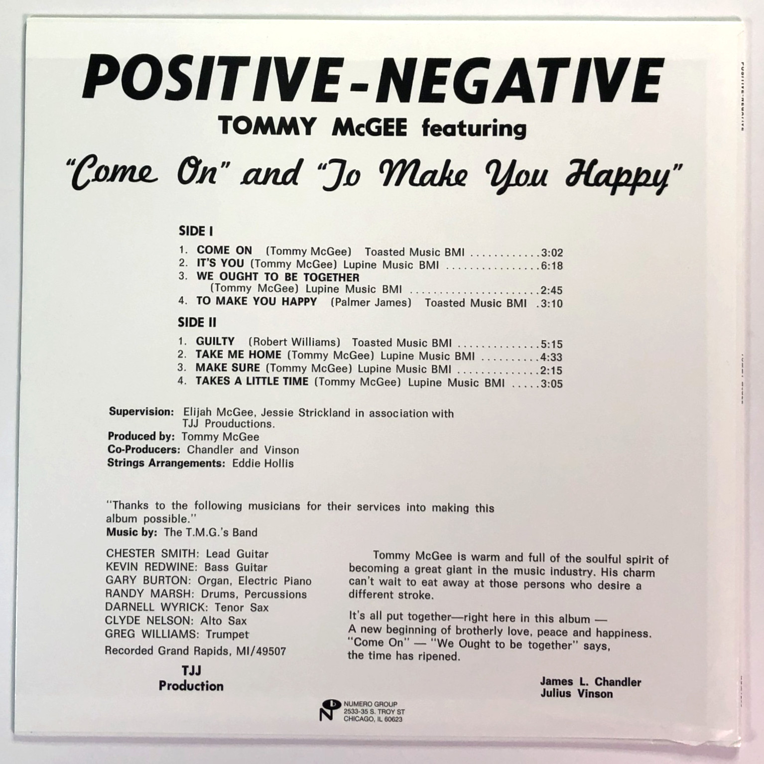 TOMMY McGEE Positive-Negative (LP, 2016, Numero Group) Ltd Reissue SOUL RARE VG+