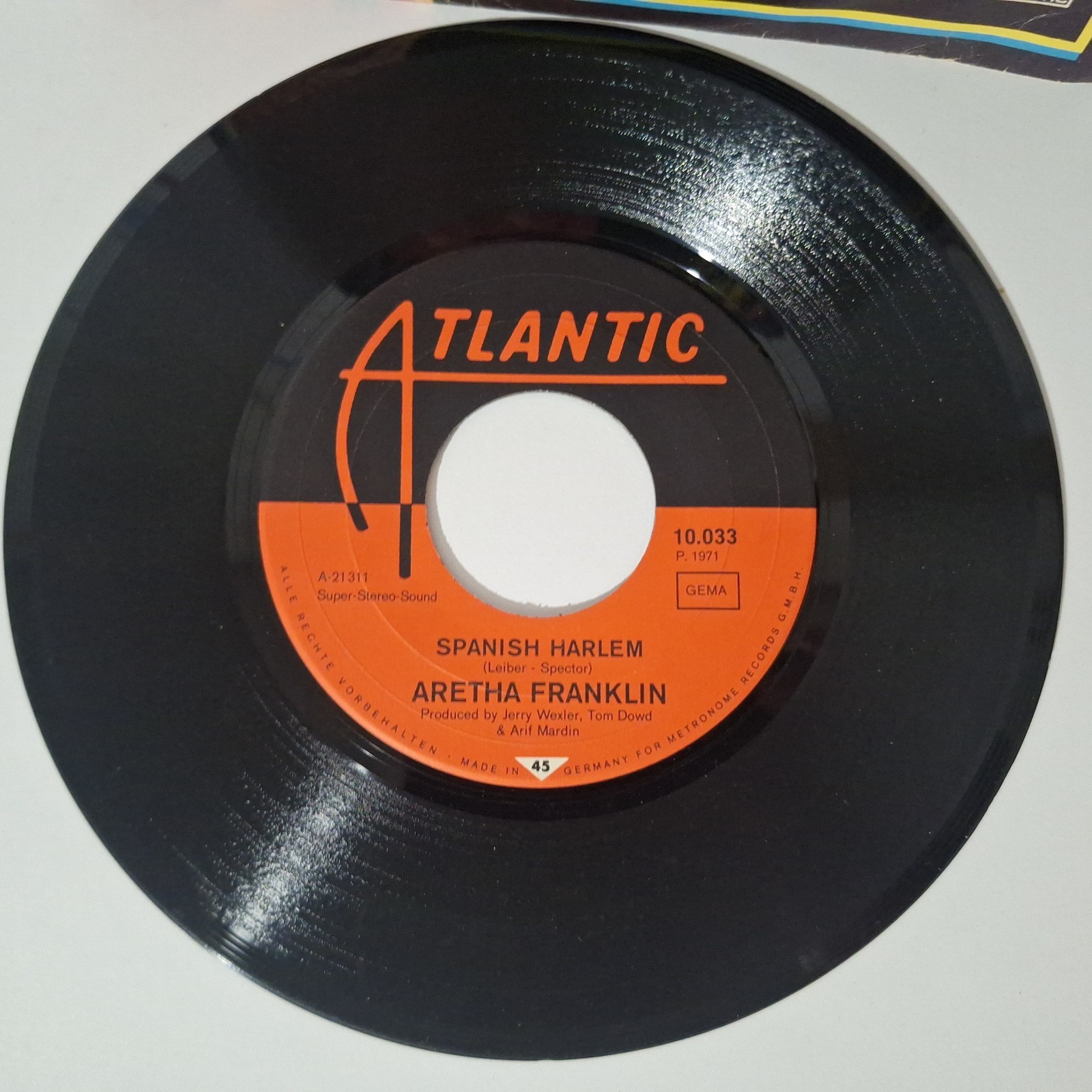 Aretha Franklin Spanish Harlem Lean On Me Vinyl 70s Soul Atlantic ATL 10 033 Sle