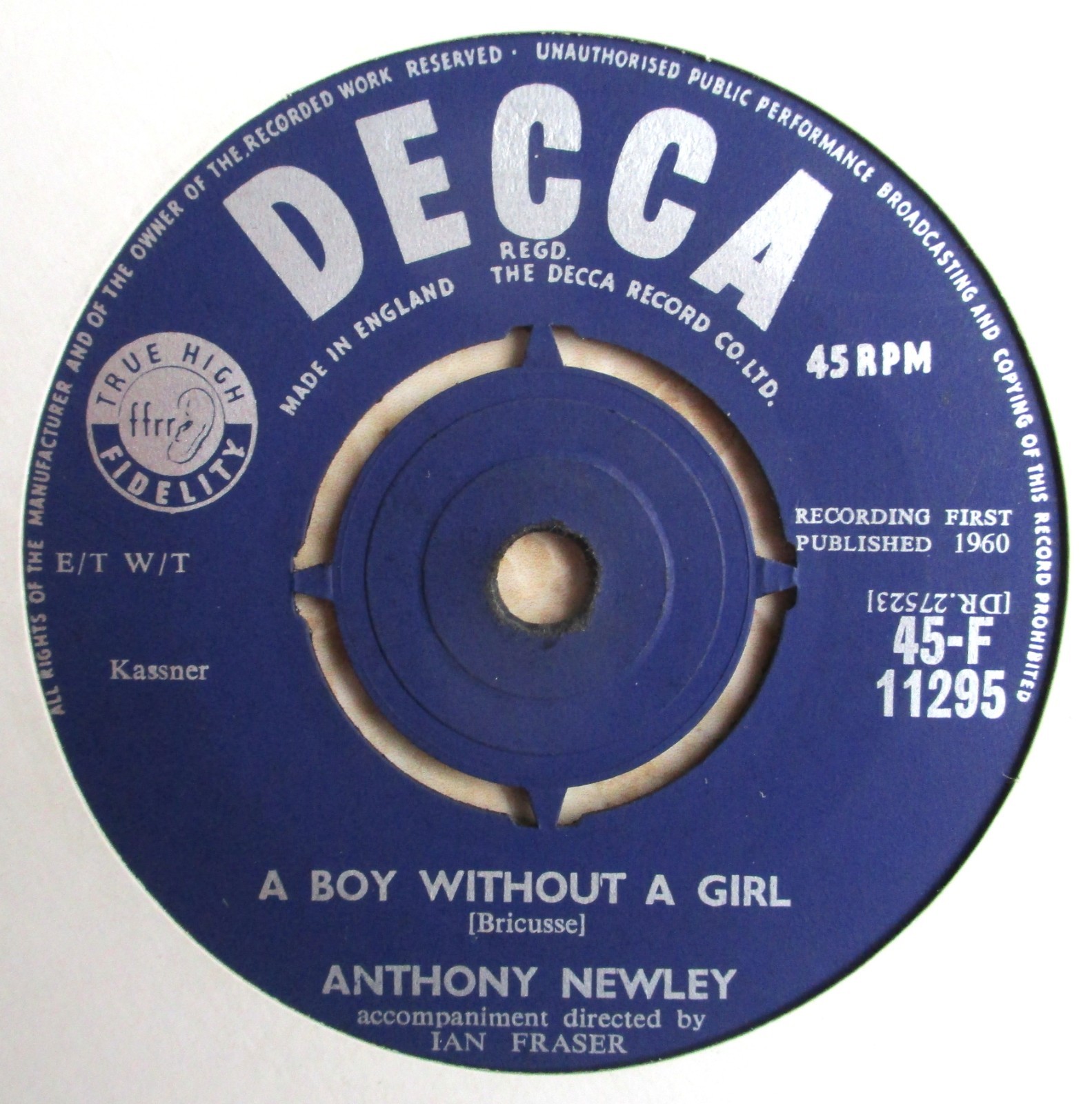 Anthony Newley – 7″ UK 45 – Strawberry Fair – 1960 – Decca – 45-F 11295 – VG/M